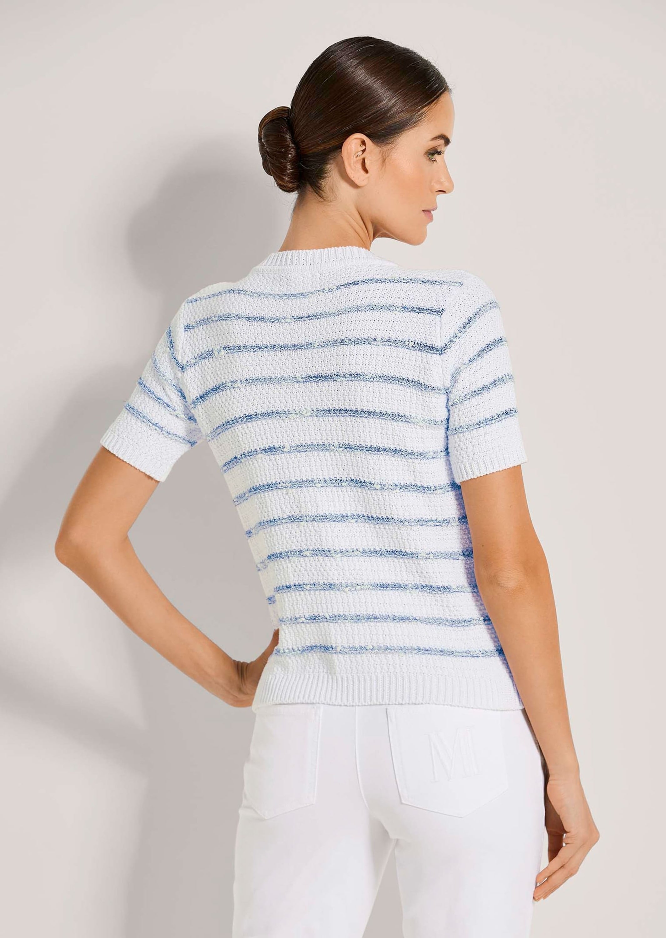 MADELEINE Longpullover »Pullover Ringel-Pullover mit kurzen Ärmeln«