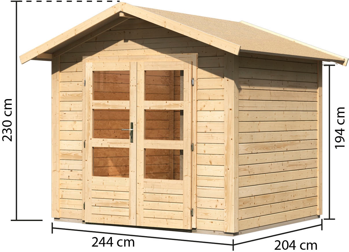 Karibu Gartenhaus »Talkau 3 aus naturbelassenem Fichtenholz« Grundfläche: 8,4m², aus naturbelassenem Fichtenholz