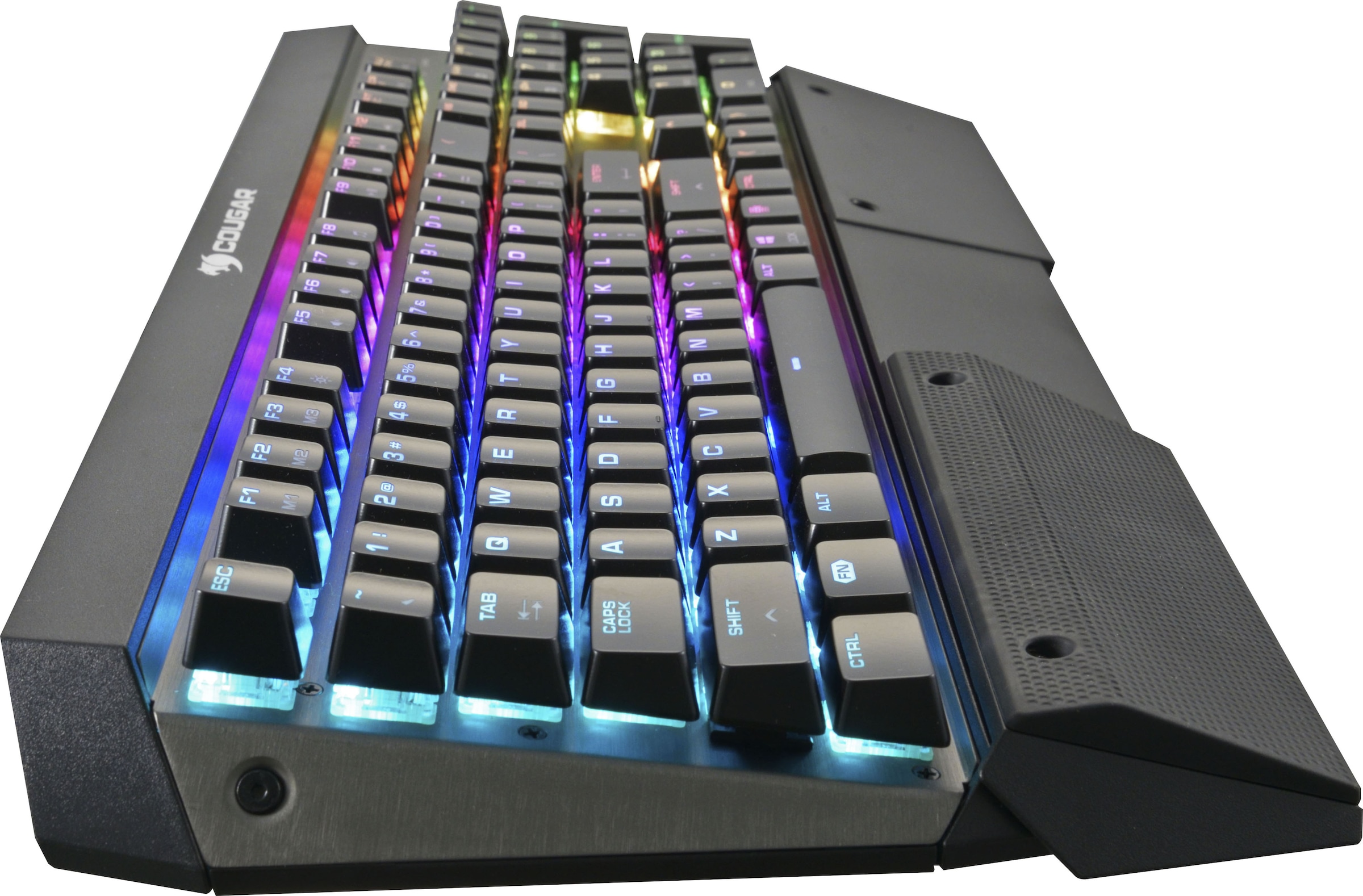 Cougar Gaming-Tastatur »ULTIMUS RGB Mechanisch«, (Easy-Switch-Fn-Tasten-Lautstärkeregler-Makro-Tasten-Multimedia-Tasten-Profil-Speicher-Windows-Sperrtaste-Ziffernblock), CHERRY RGB MX-Tasten