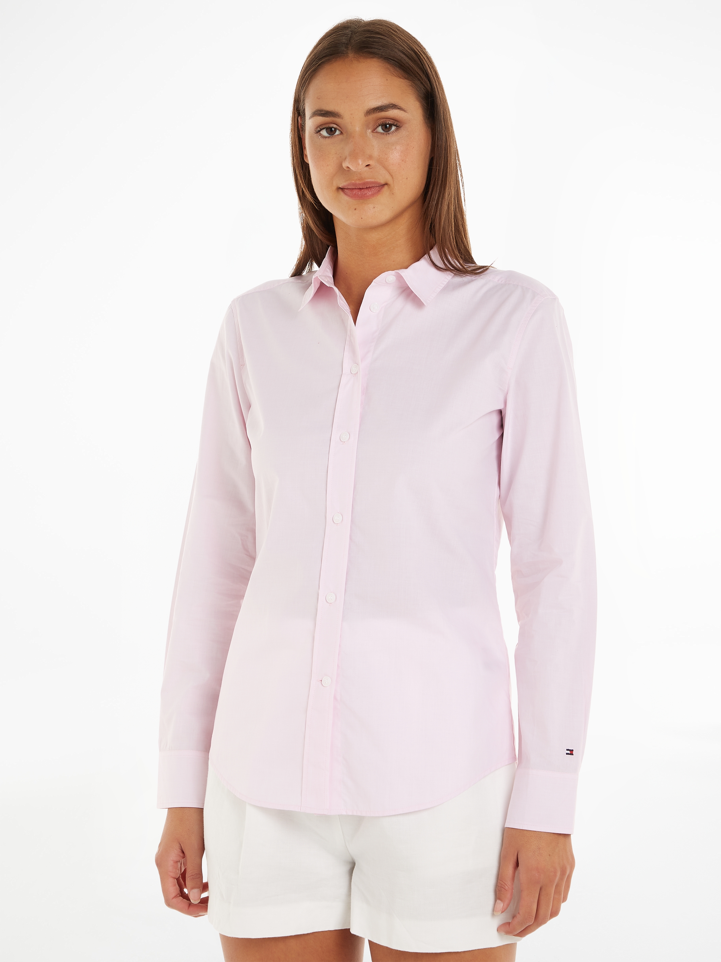 Hemdbluse »FIL A FIL REGULAR SHIRT LS«, mit abgerundetem Saum