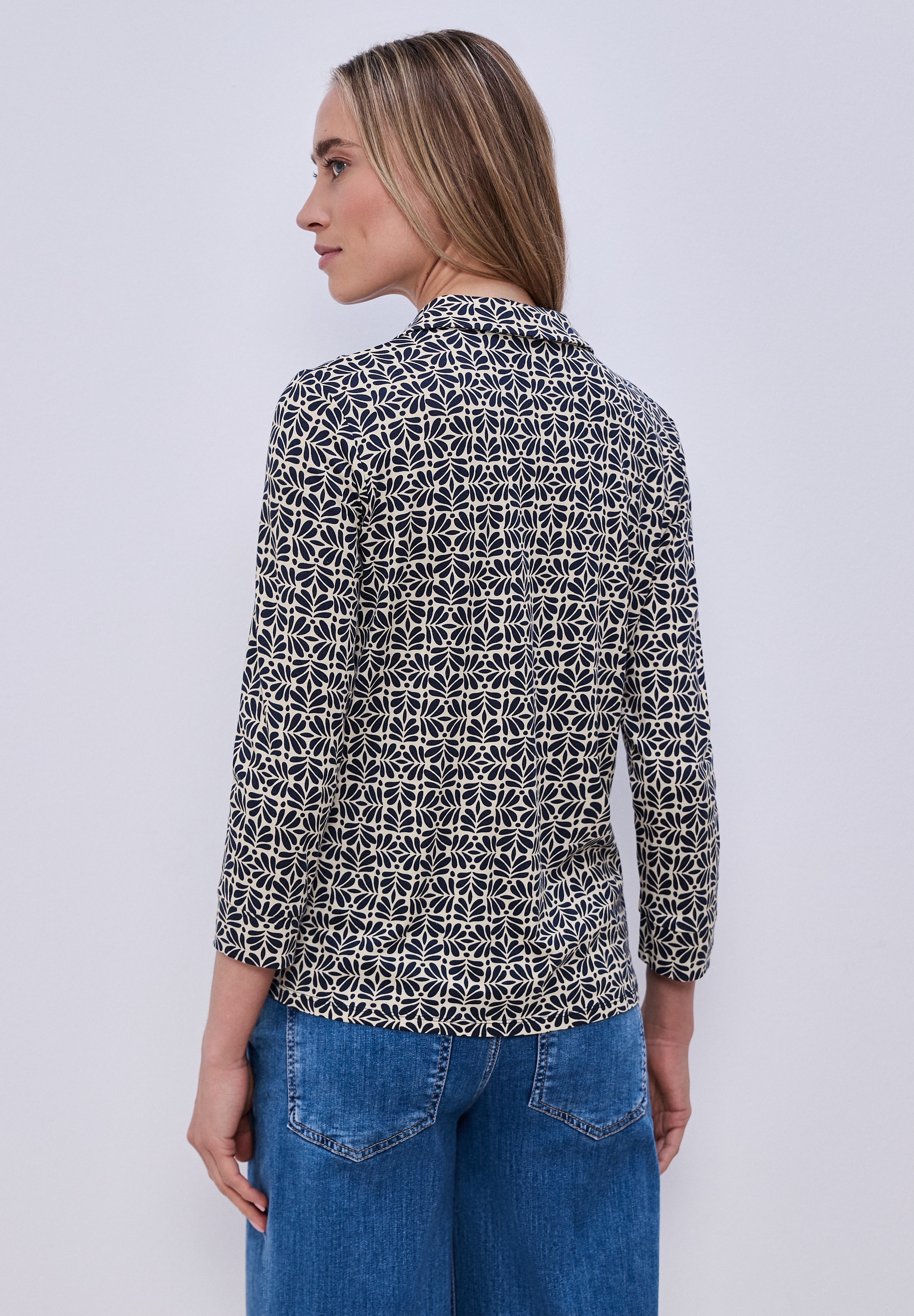 STREET ONE 3/4-Arm-Shirt im Blusen-Look und mit grafischem Muster