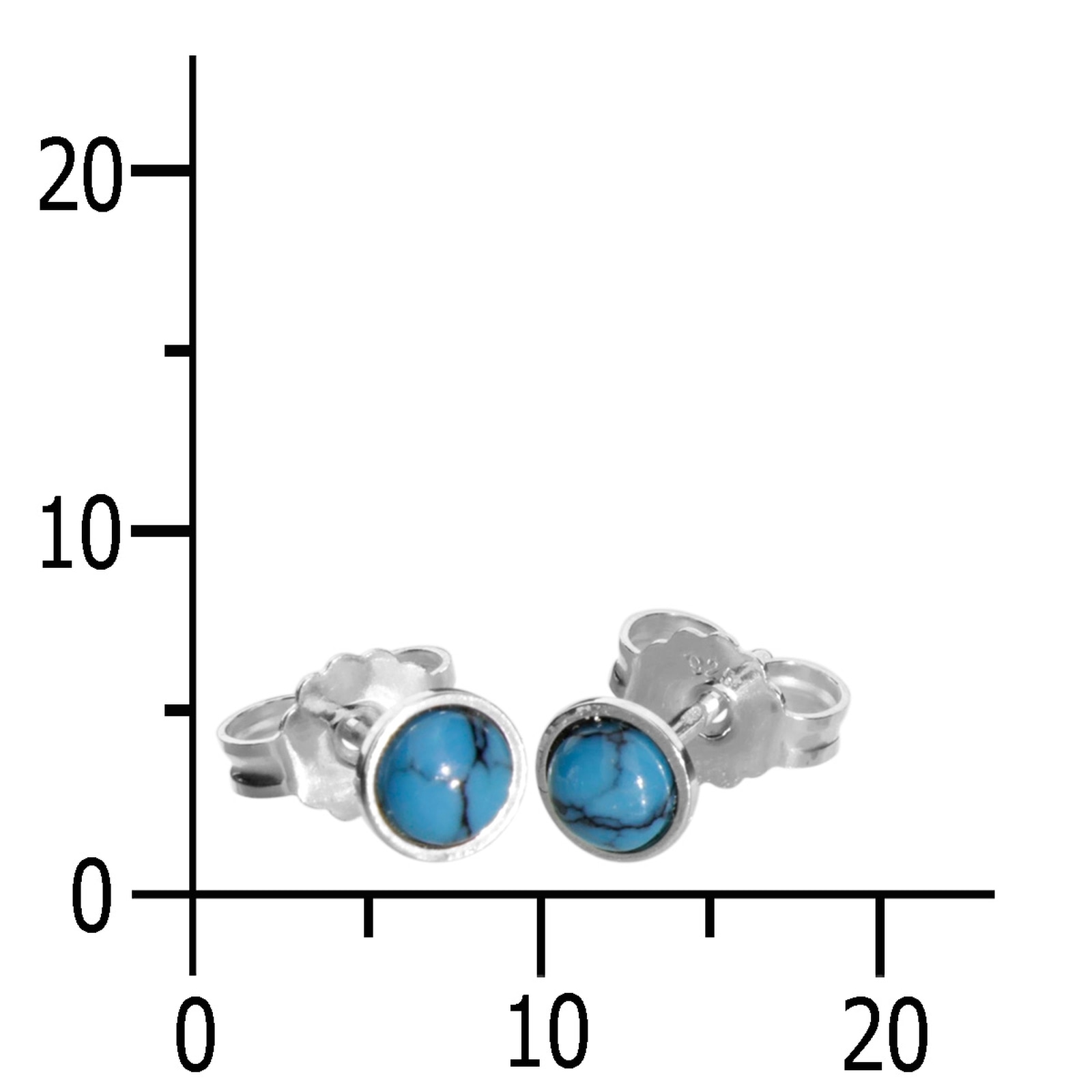 OSTSEE-SCHMUCK Paar Ohrstecker »- Classic 4 mm - Silber 925/000 - Türkis«