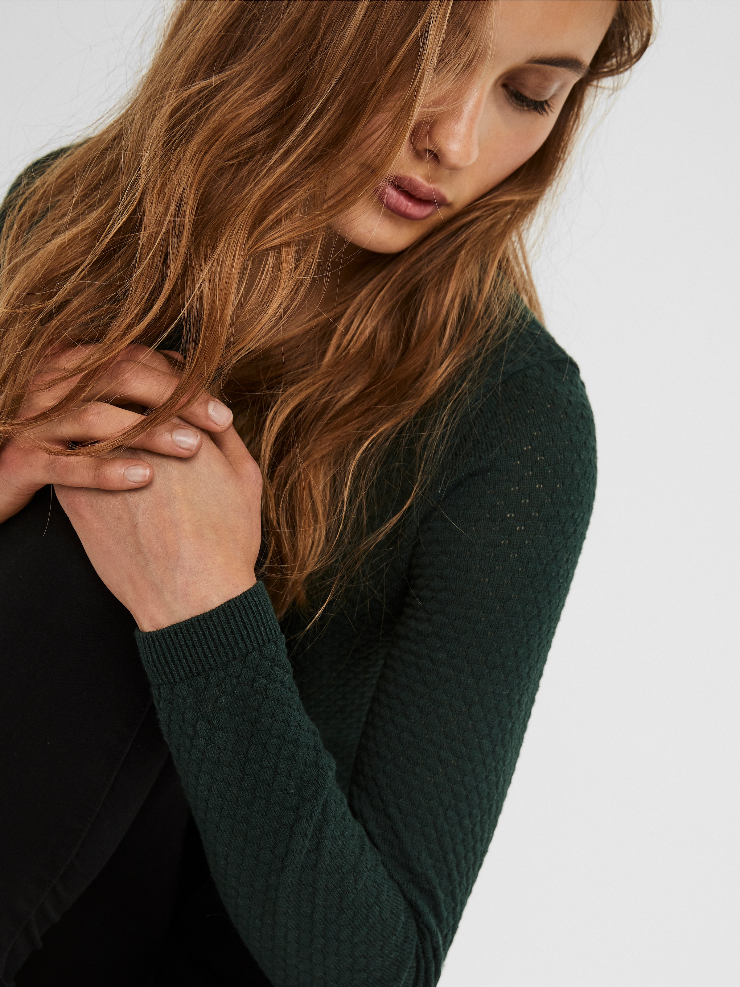 Vero Moda Rundhalspullover »VMCARE STRUCTURE LS O-NECK BLOU NOOS« mit Strukturmuster