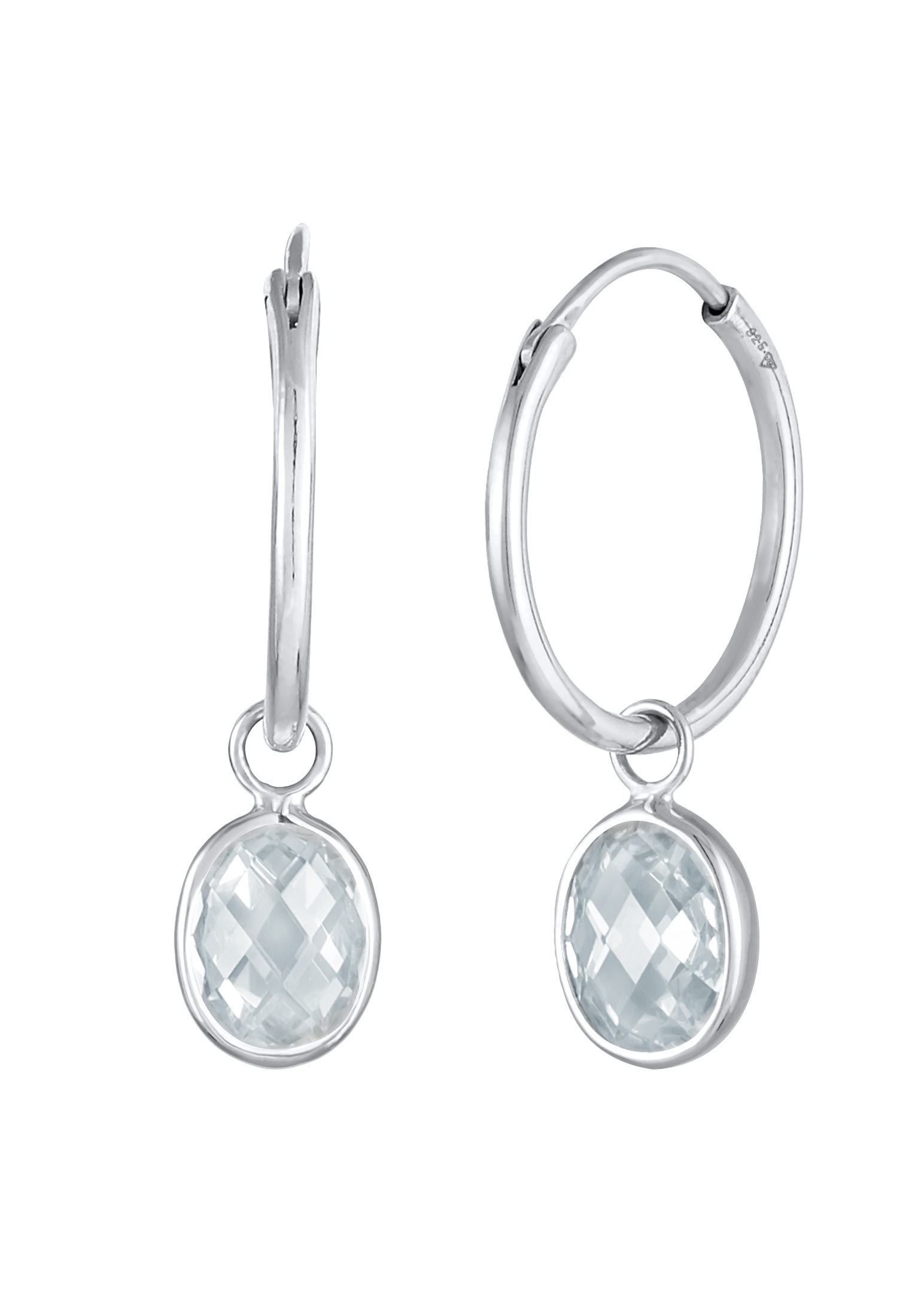 Nenalina Paar Creolen »Ohrringe Creolen Zirkonia Anhänger Oval 925 Silber«
