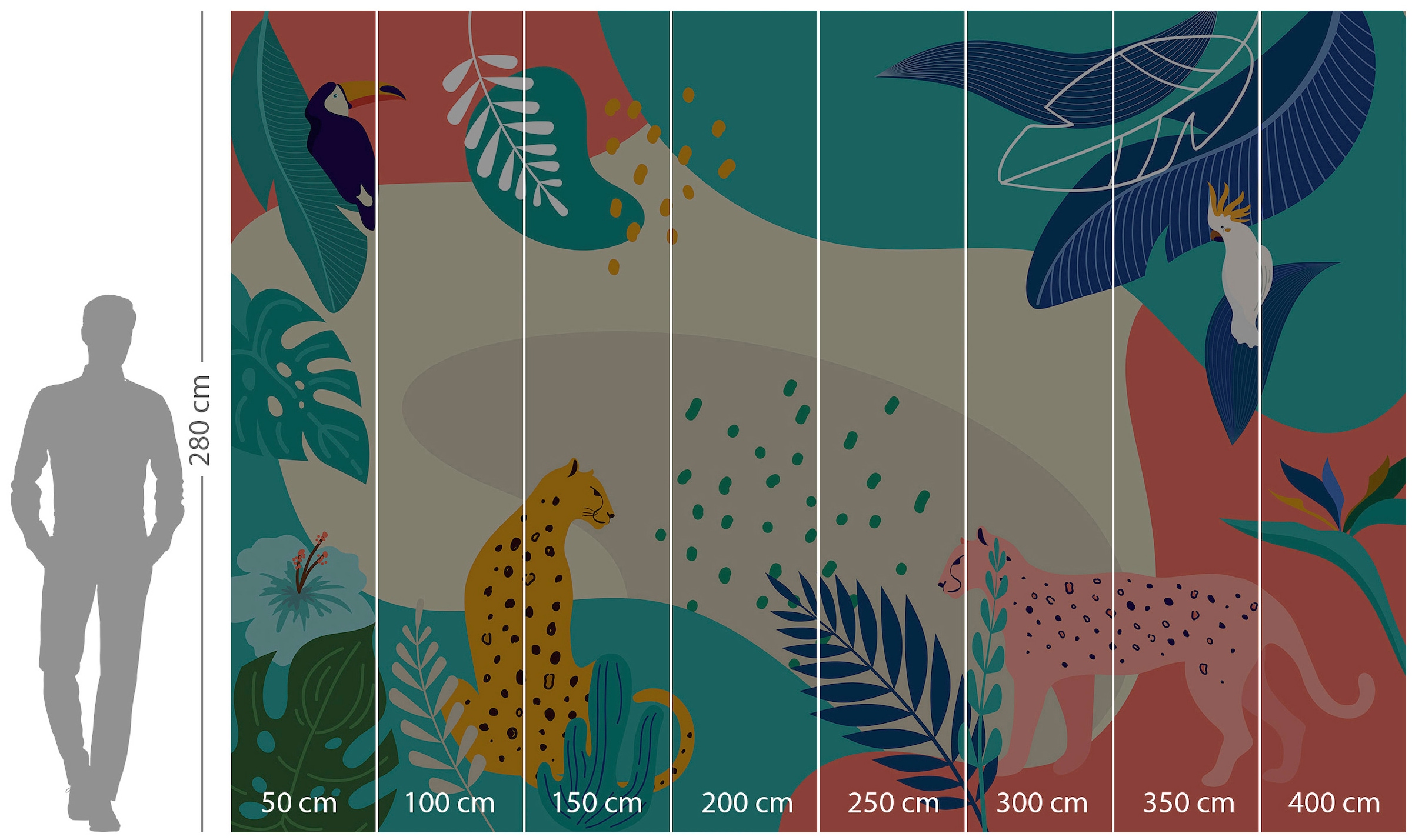 Komar Vliestapete »Digitaldruck Vlies - Jungle Rendezvous - Größe 400 x 280 cm«, bedruckt, Kinderzimmer