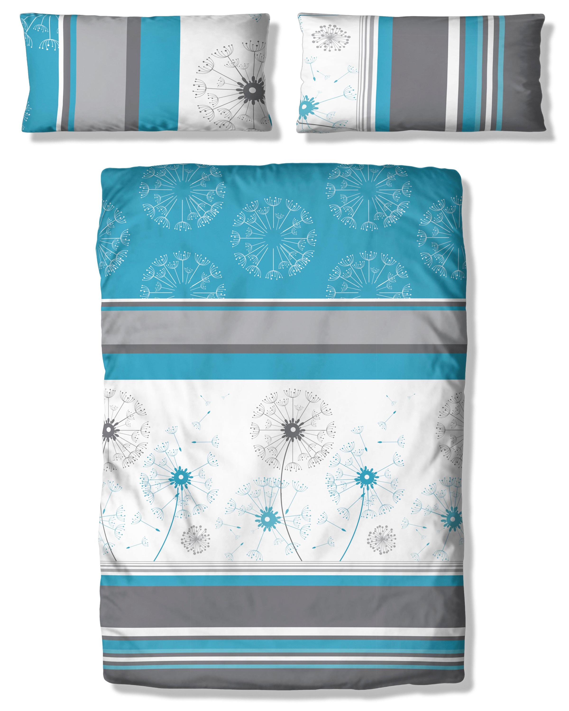 my home Bettwäsche »Millas«, (2 tlg.), Linon Qualität, Streifen Design mit Blumen