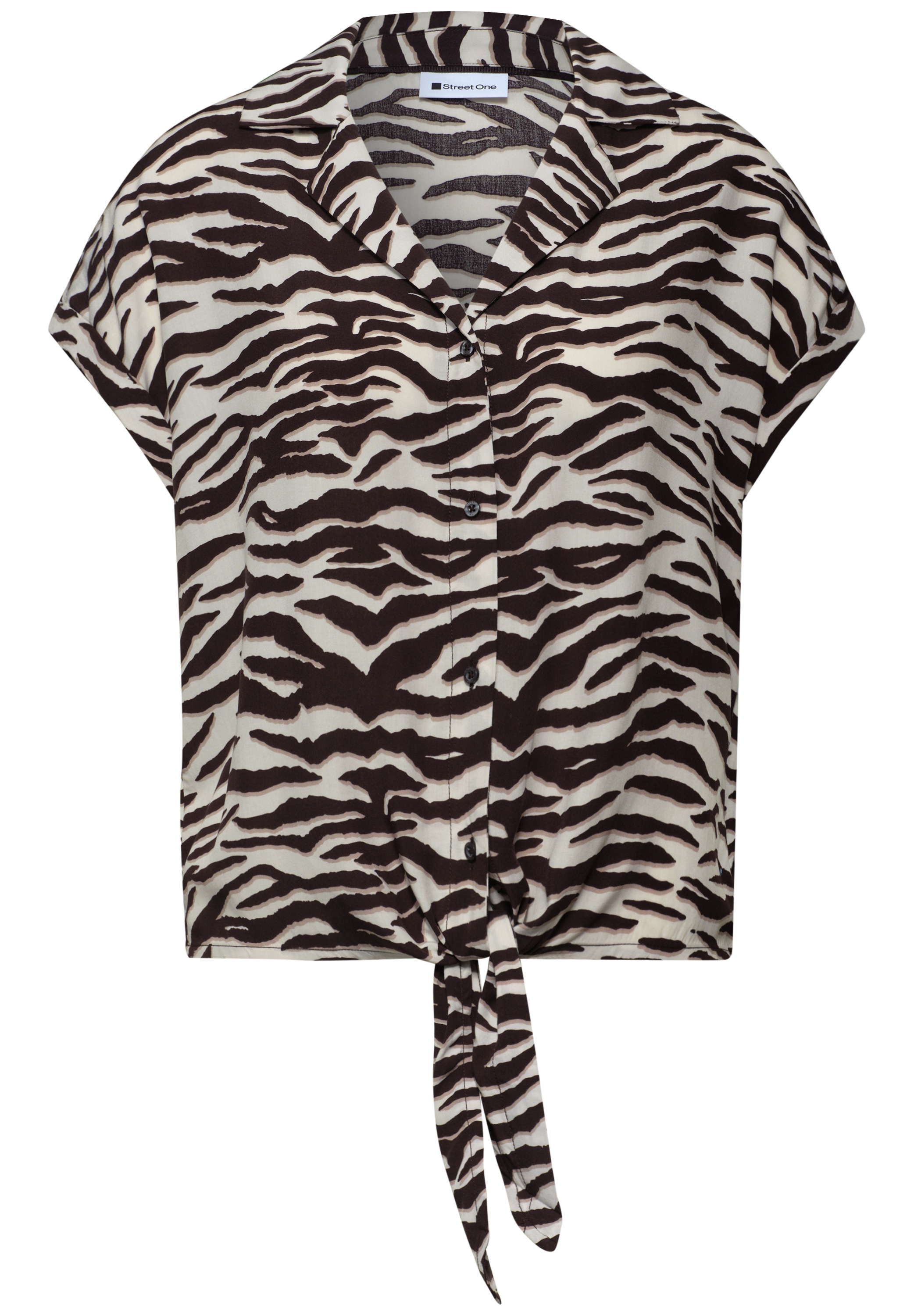STREET ONE Druckbluse Sommershirt mit Bowling-Kragen und im Animal-Look