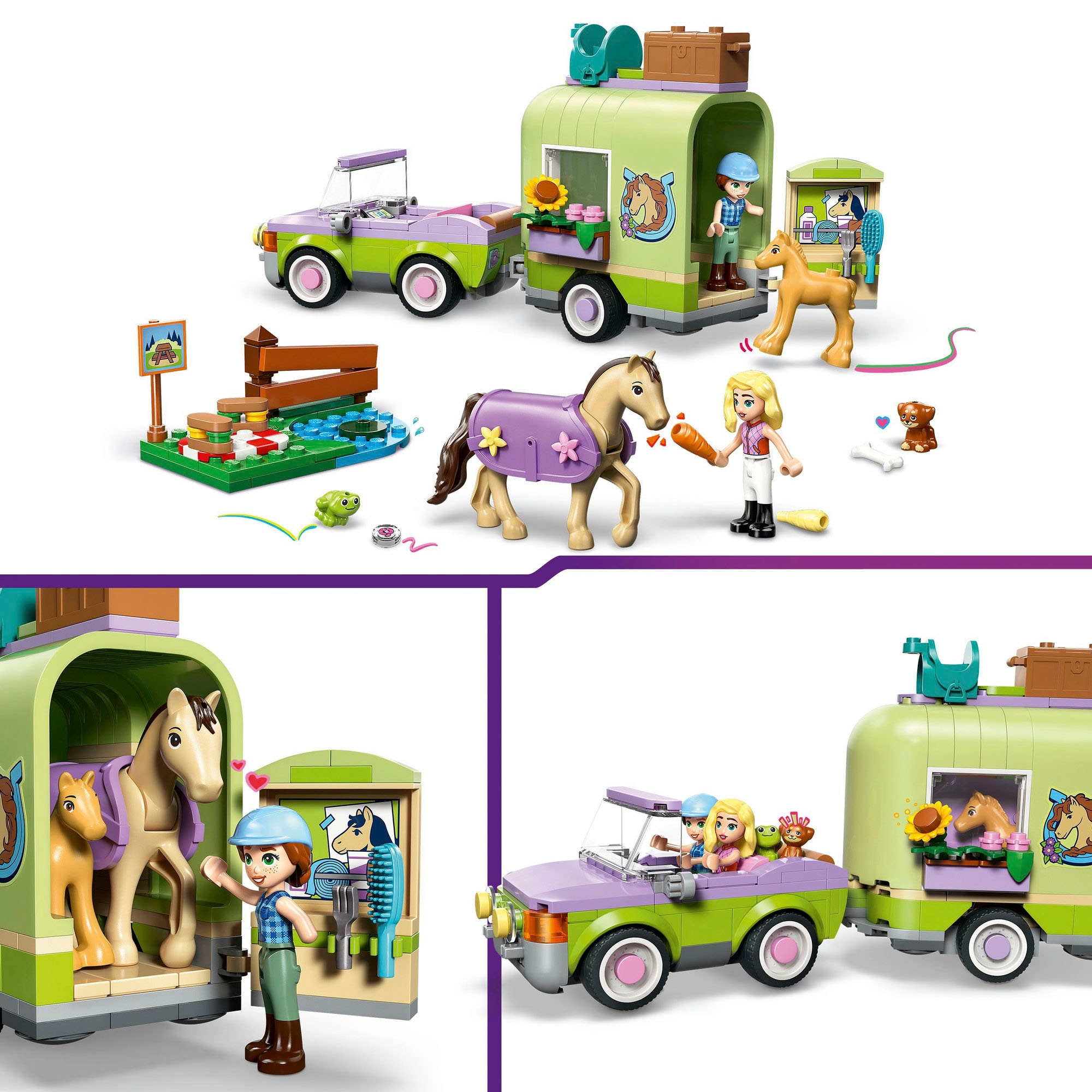 LEGO® Konstruktionsspielsteine »Pferd und Fohlen mit Pferdeanhänger (42695), LEGO Friends«