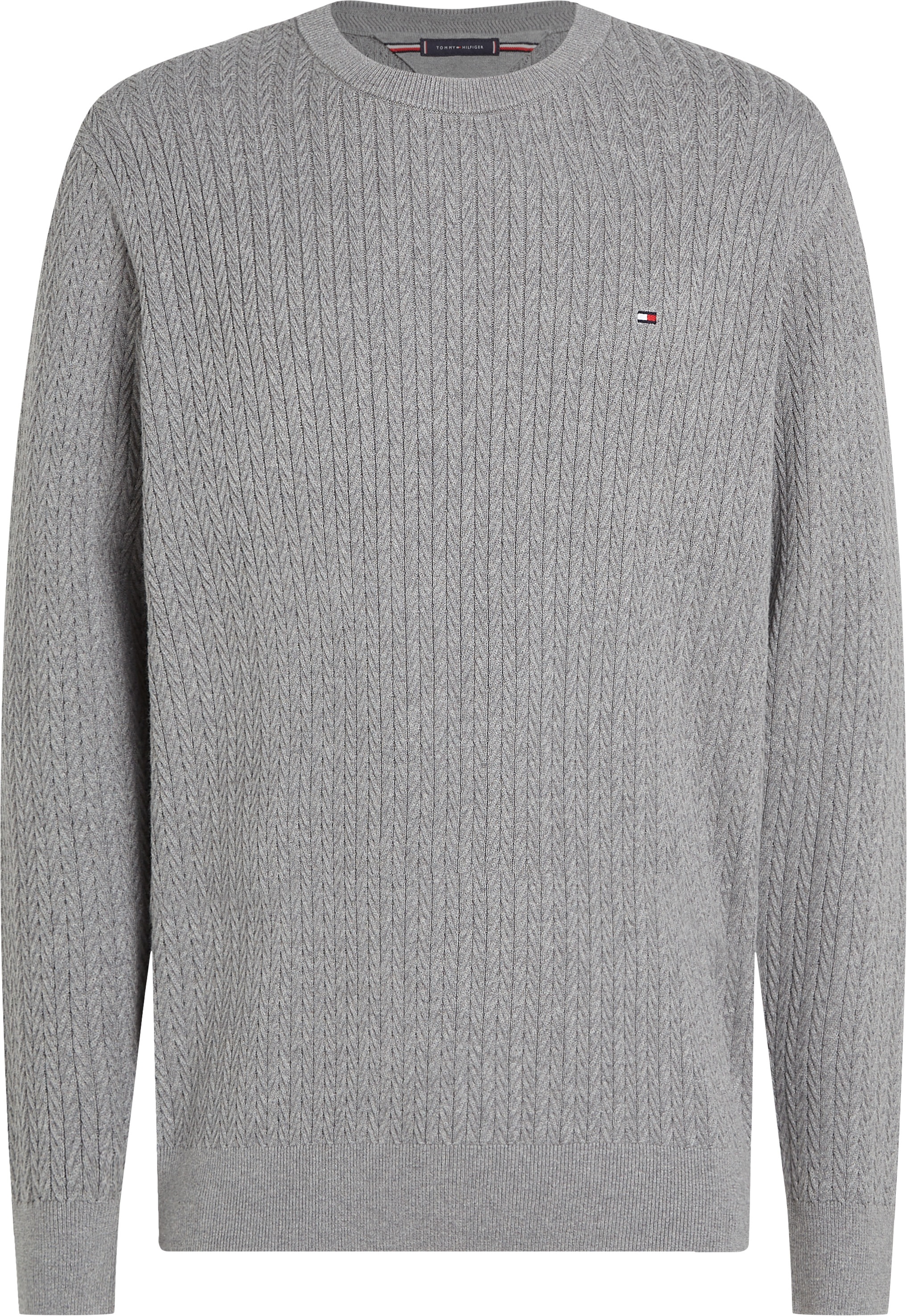 Tommy Hilfiger Strickpullover »HERRINGBONE STRUCTURE C NK«, mit Zopfmuster