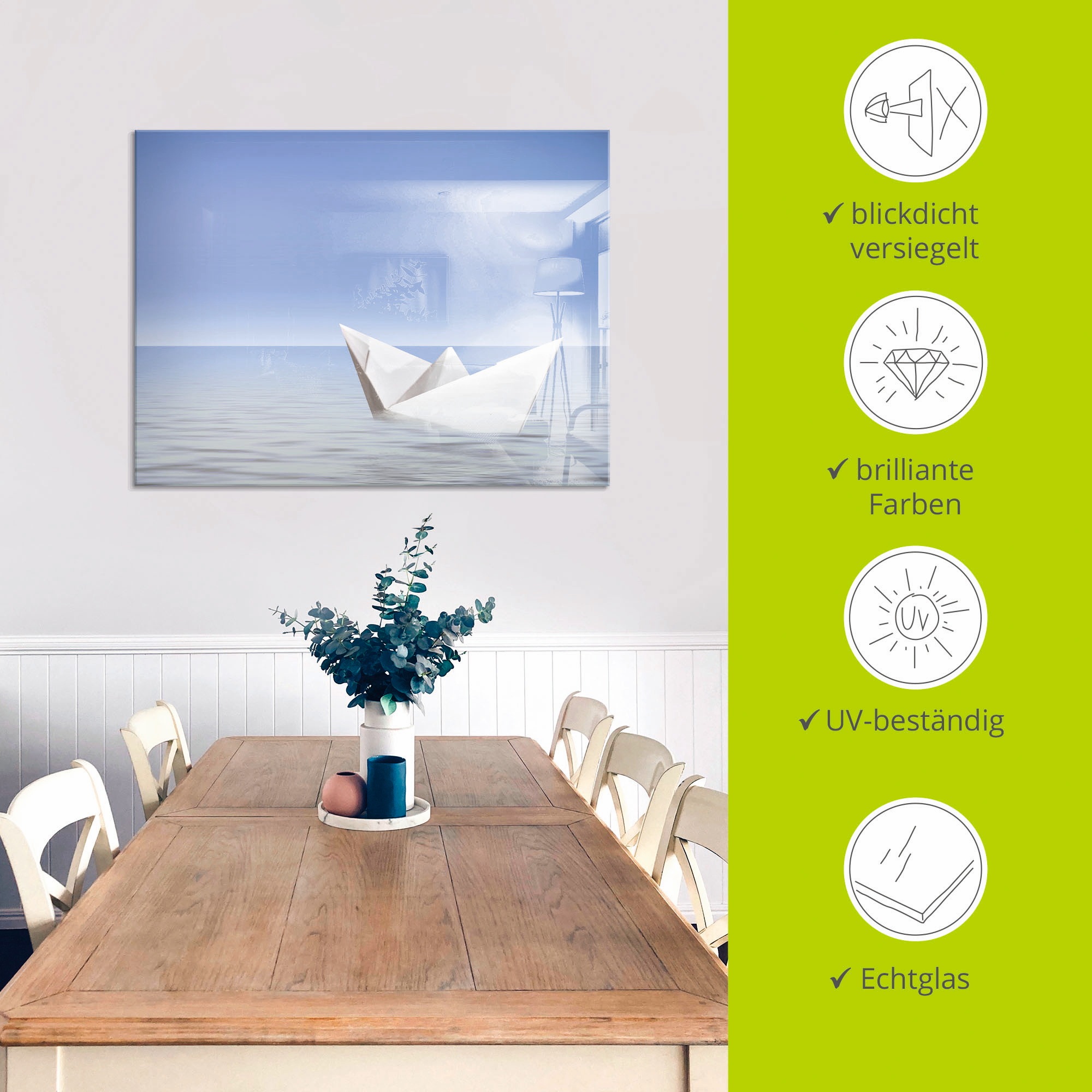 Artland Glasbild »Auf dem Meer« Boote & Schiffe 1 Stk. tlg. in verschiedenen Größen