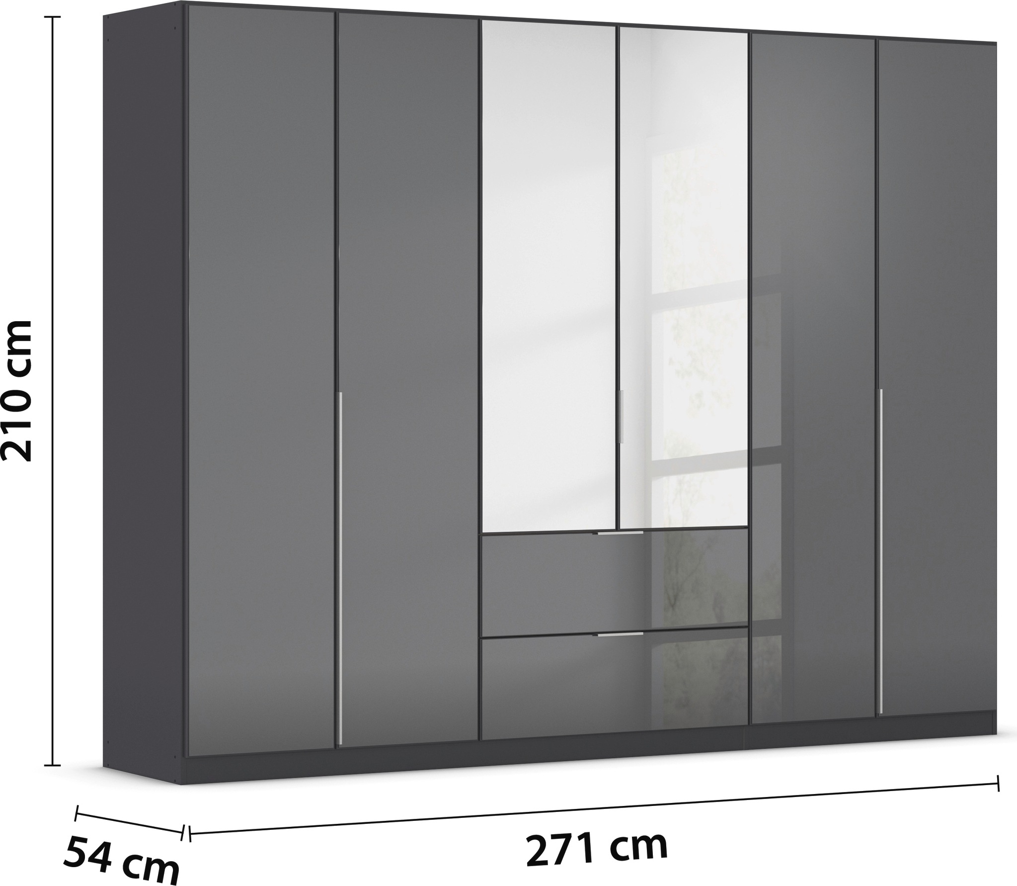 rauch Drehtürenschrank »Kleiderschrank Kleiderschränke Schrank Garderobe AGORDO mit Glasfront«, (in zwei Griff-Farben mit Glasfront), mit Außenschubkästen, in 6 Breiten und 2 Höhen MADE IN GERMANY