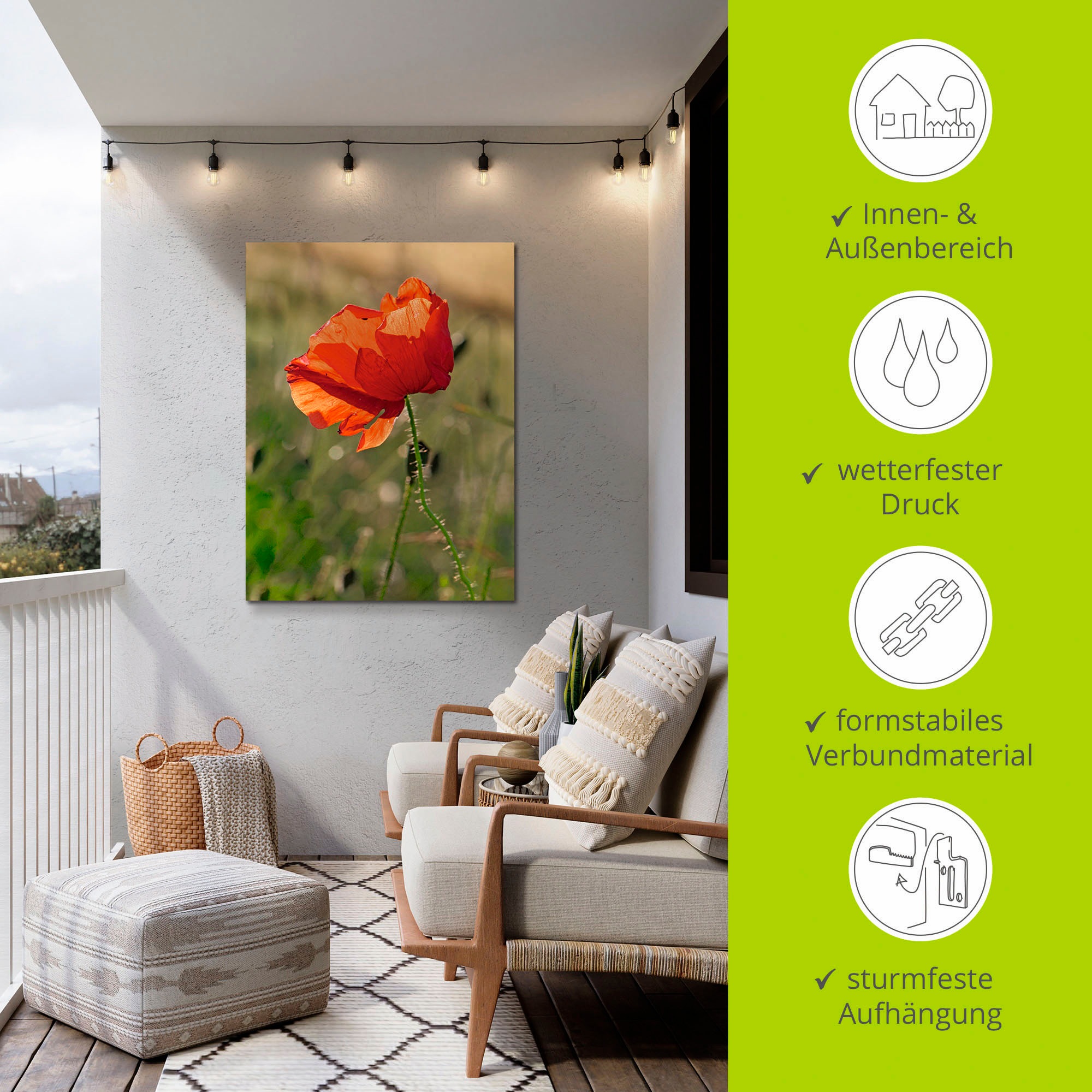 Artland Wandbild »Mohnblume«, Blumen, (1 St.), als Alubild, Outdoorbild in verschied. Größen