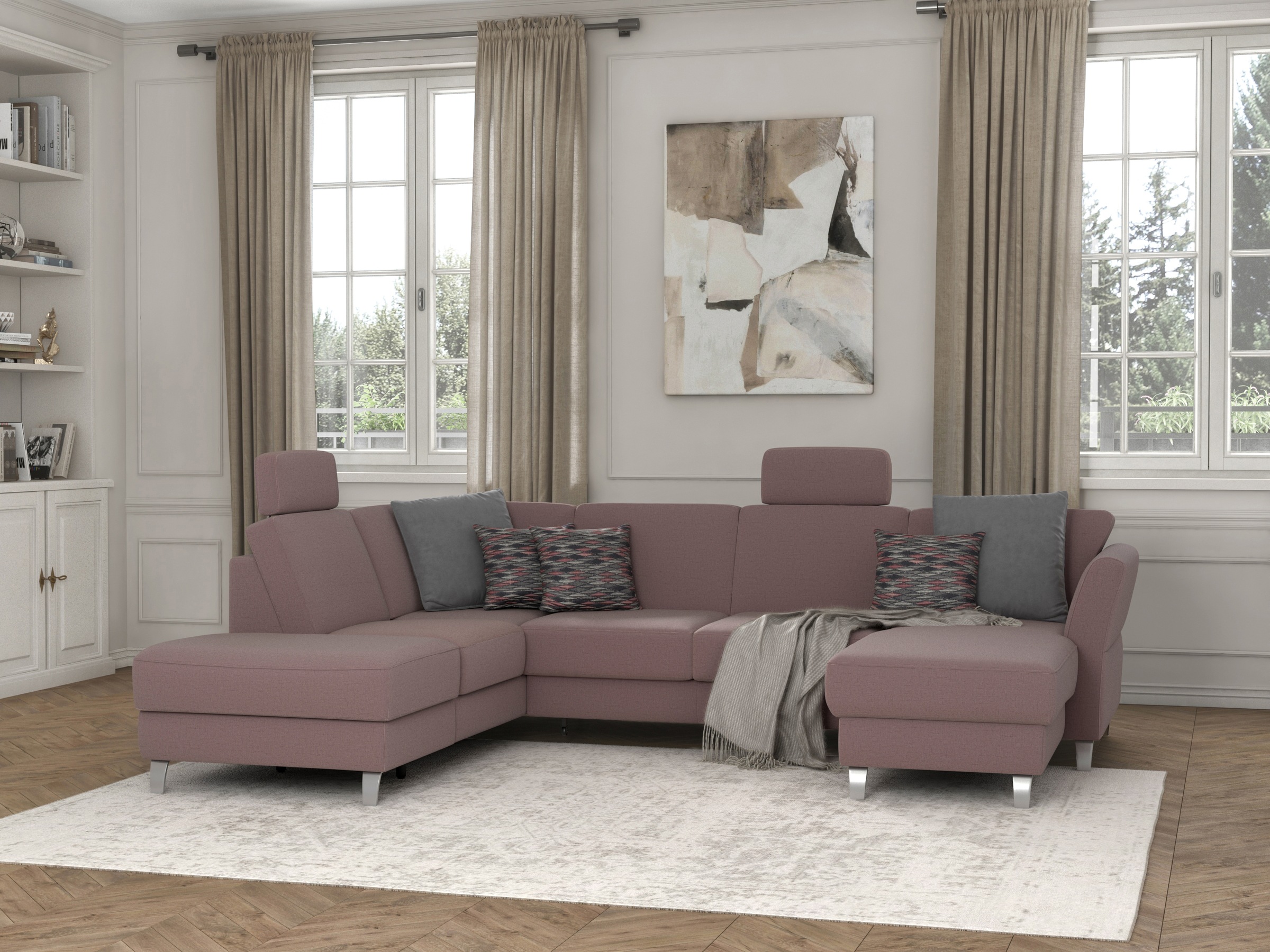 sit&more Wohnlandschaft »Visby U-Form«, Wahlweise mit Bettfunktion und Stauraum, frei im Raum stellbar
