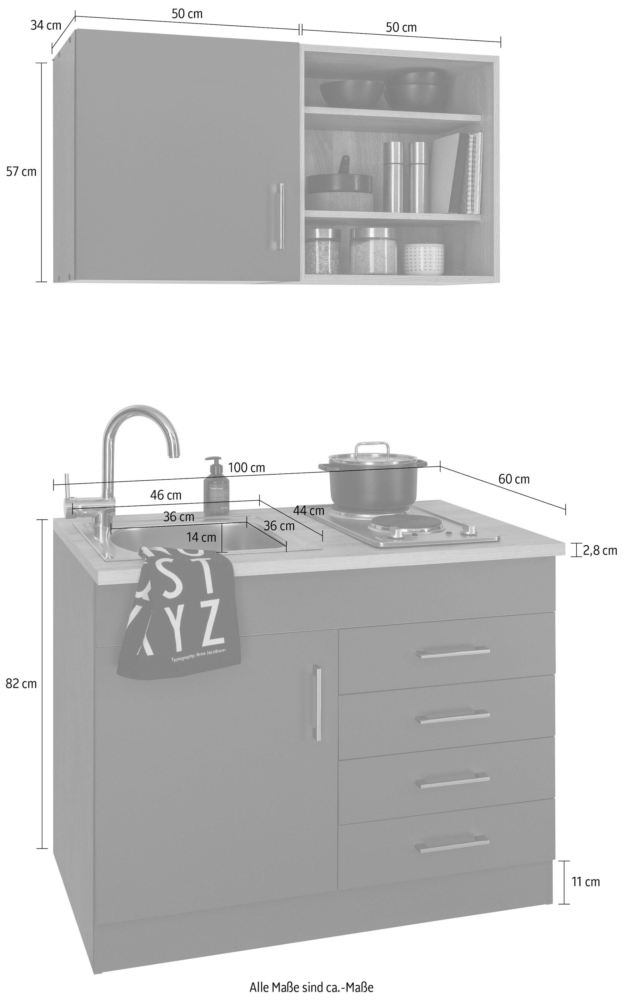 HELD MÖBEL Küche »Mali«, Breite 100 cm, wahlweise mit E-Geräten