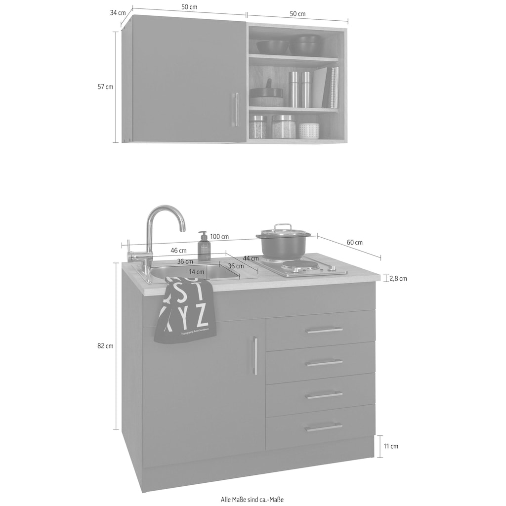 HELD MÖBEL Küche »Mali«, Breite 100 cm, wahlweise mit E-Geräten