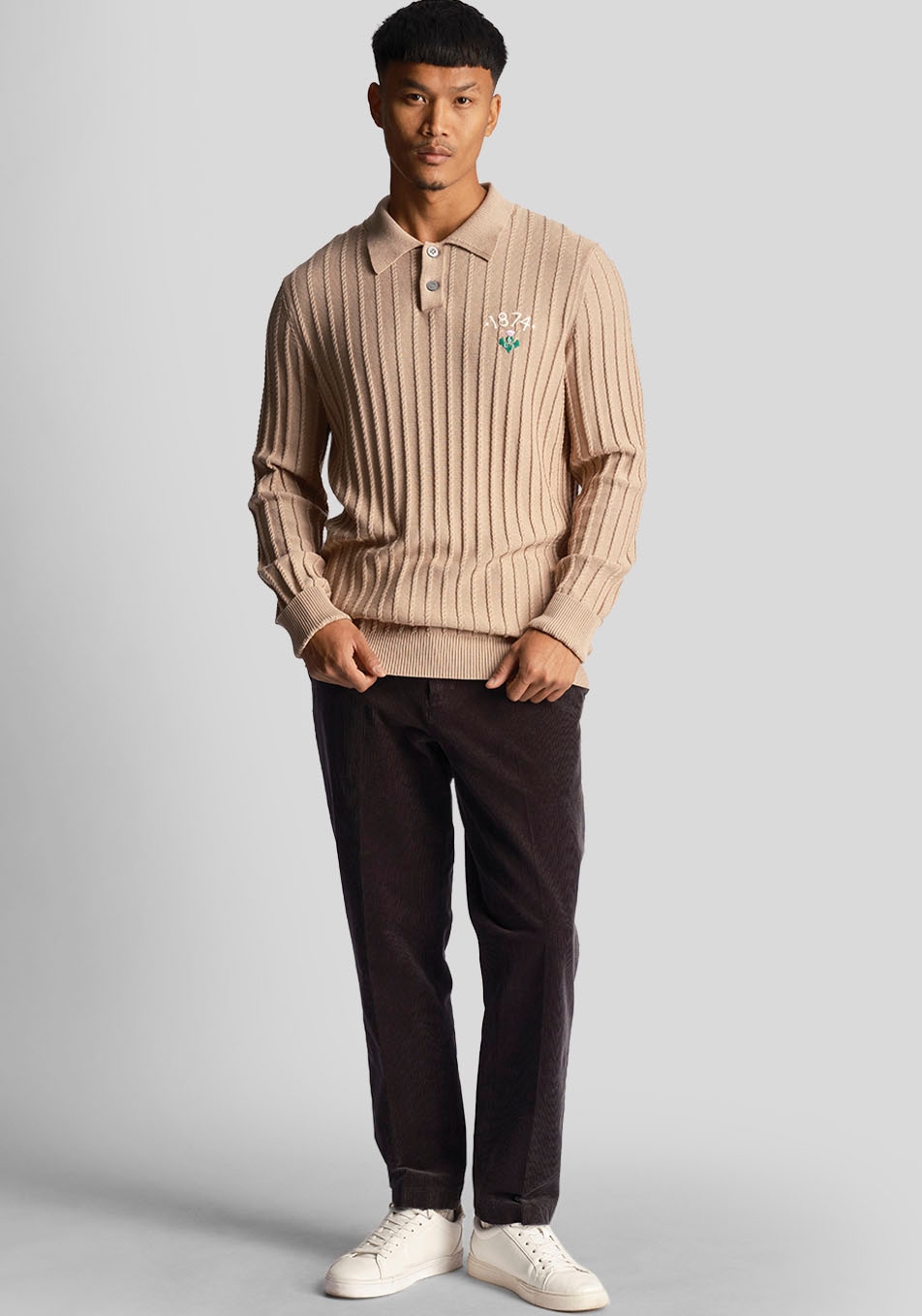 Lyle & Scott Strickpullover, mit Polokragen und Logostickerei