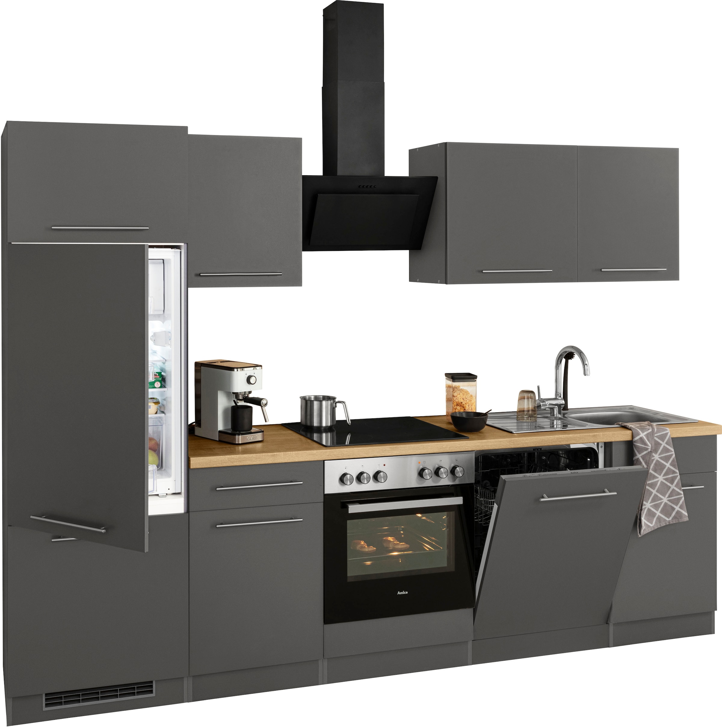 Breite online Küchen Küchenzeile mit E-Geräten, bei wiho kaufen OTTO cm »Unna«, 280
