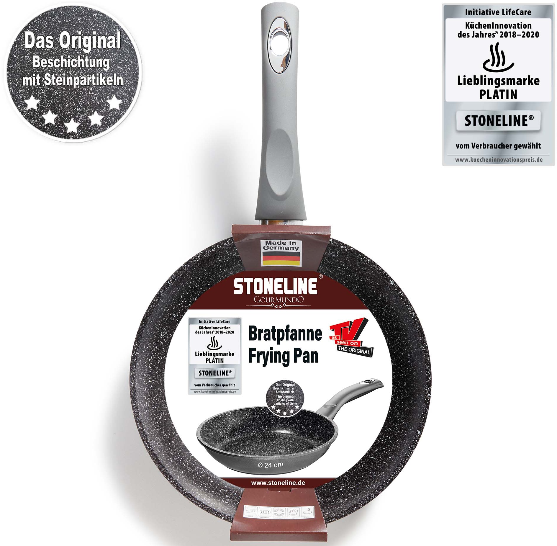 STONELINE Bratpfanne »Gourmundo«, Aluminium, (1 tlg.), Made in Germany, STONELINE®-Antihaftbeschichtung, Indukton, Induktion
