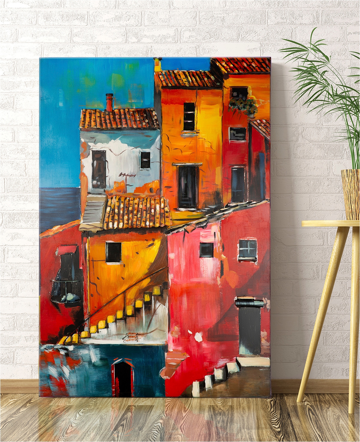 Casablanca by Gilde Metallbild »Bild rechteckig Vernazza  orange, rot« Stadt 1 Stk. tlg. Stadtansicht mediterrane Haus Küstenort Italienbild Urlaubserinnerung