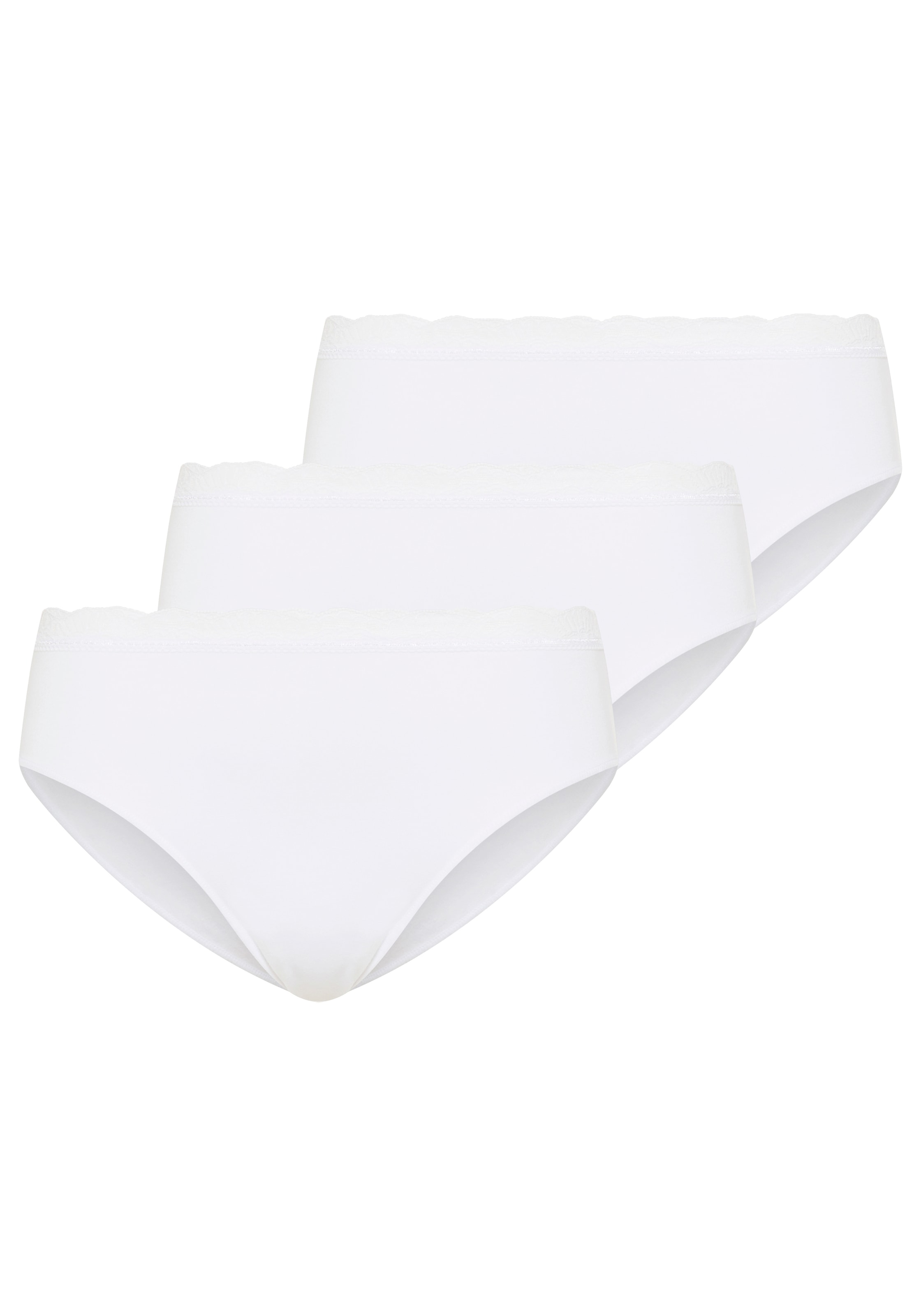 YSABEL MORA Midislip »BASIC COLLECTION COTTON WITH LACE« 3er Pack,  mit bedecktem Schnitt und feiner Spitze