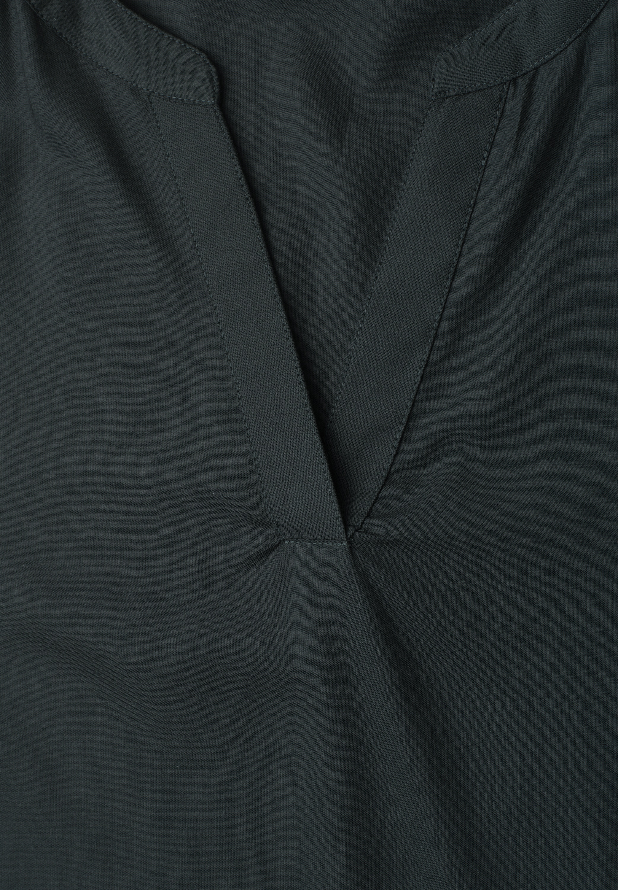 STREET ONE Kurzarmbluse Blusenshirt in Unifarbe mit Split Neck