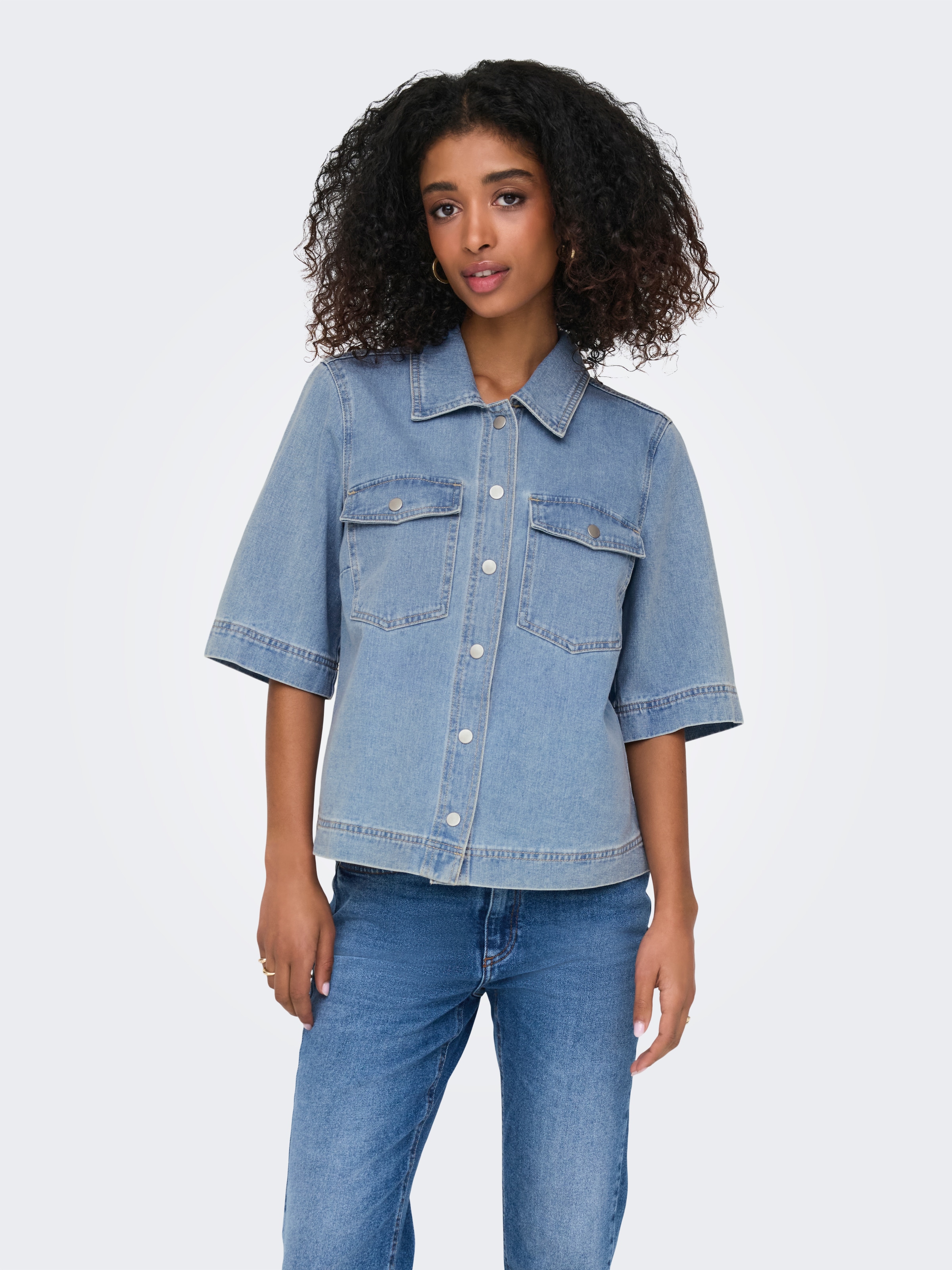ONLY Jeansbluse »ONLBELLE S/S SHIRT DNM GUA NOOS« mit Halbarm