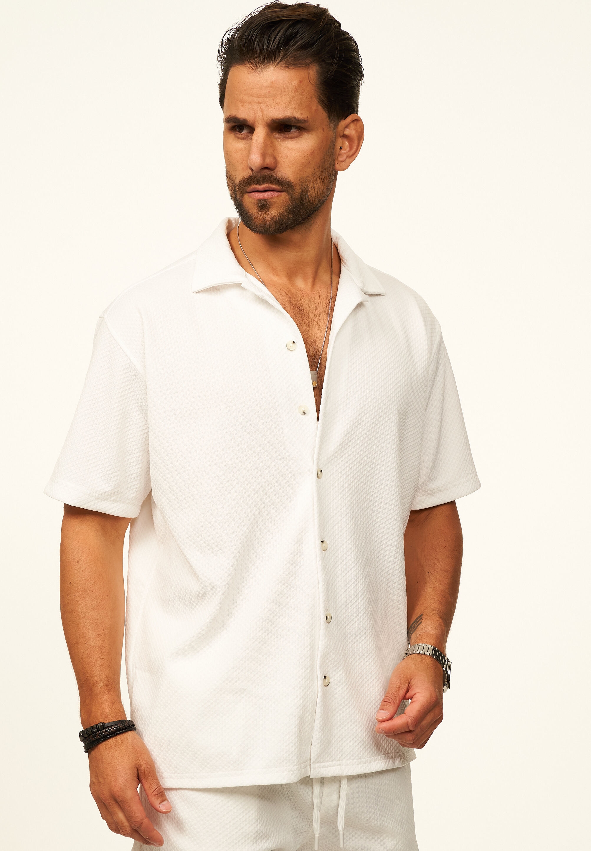 CARISMA Kurzarmhemd »mit Struktur als lässiges Sommerhemd - Poloshirt für Herren« Herren Polohemd T-Shirt im Regular-Fit - Strandhemd