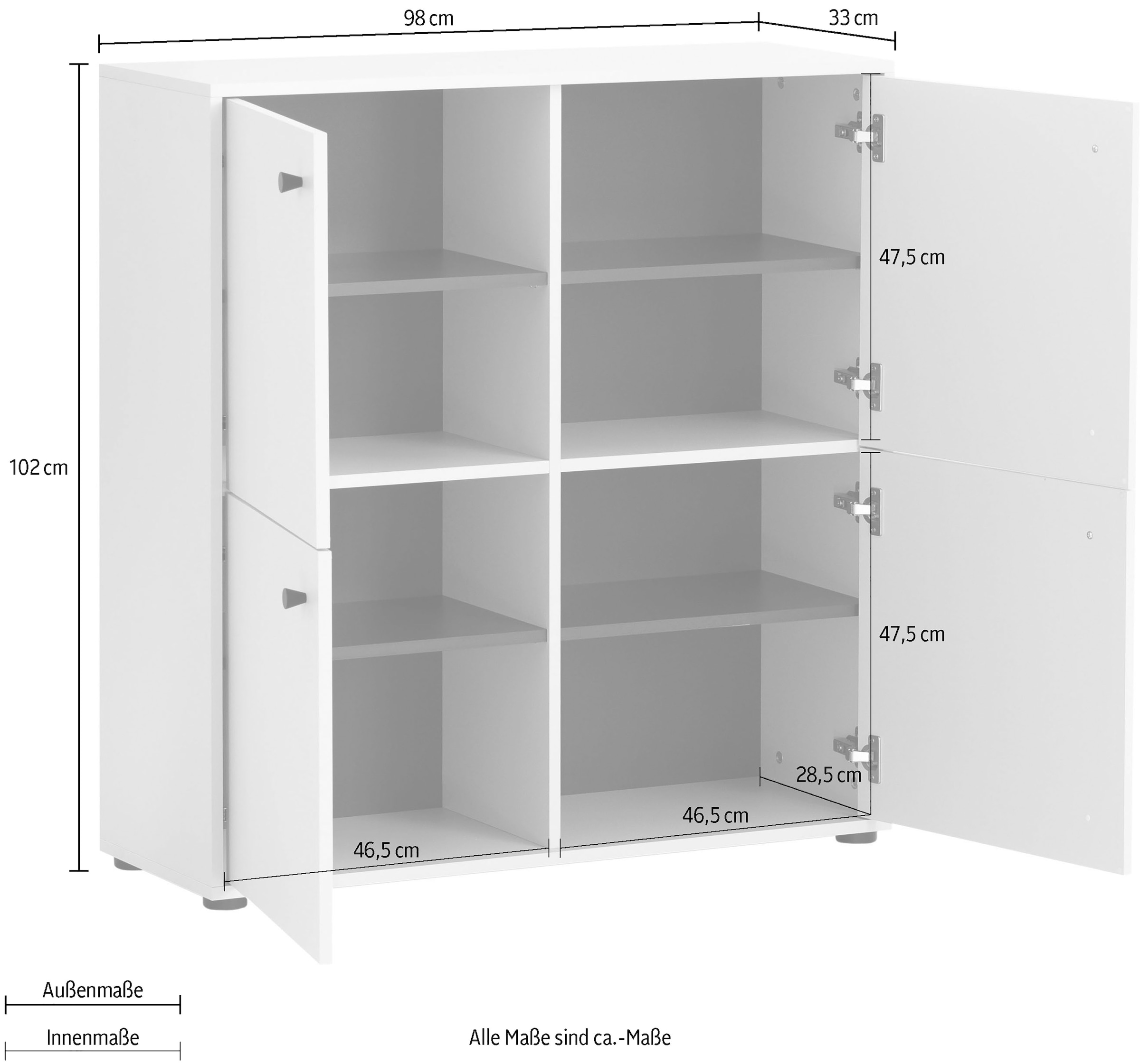 Schildmeyer Hochkommode »Lovund, Breite 98 cm«, Türscharniere mit Softclose-Funktion