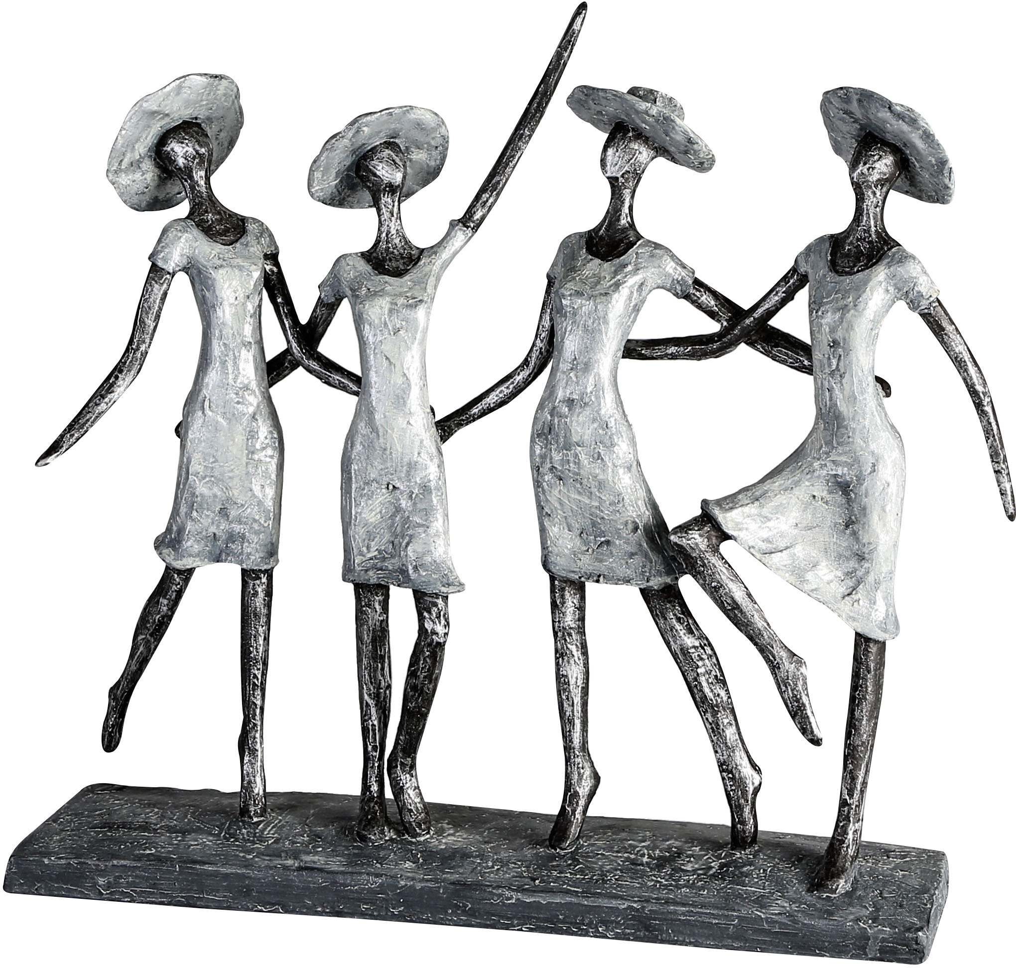 Casablanca by Gilde Dekofigur »Skulptur 4 Ladys, antik silber«, Dekoobjekt, Höhe 34, antikfinish, mit Spruchanhänger, Wohnzimmer