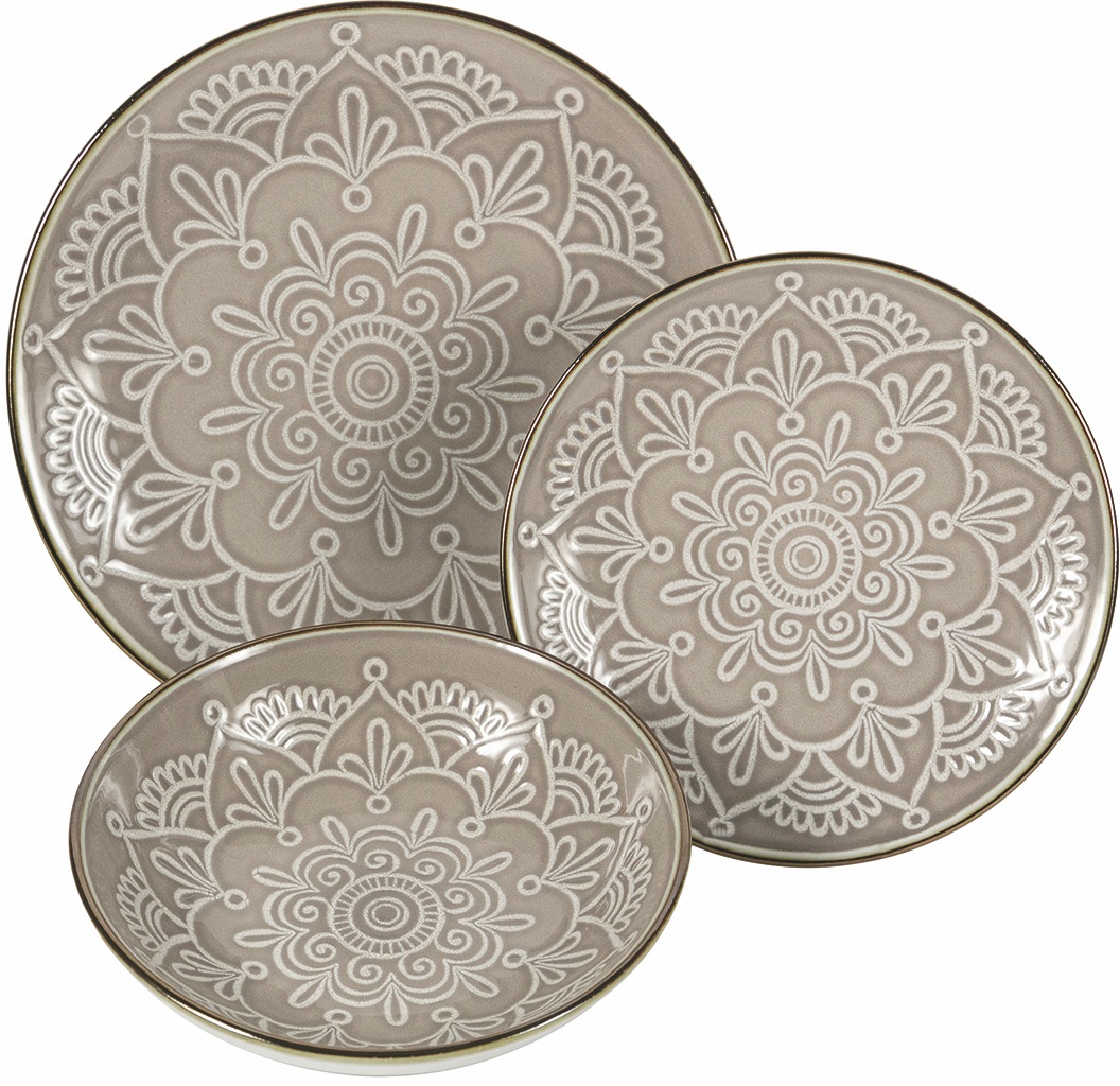 Villa d'Este Teller-Set »Geschirr-Set Baku«, (Set, 18 tlg.), Service, Tafelservice, 18 Teile, für 6 Personen