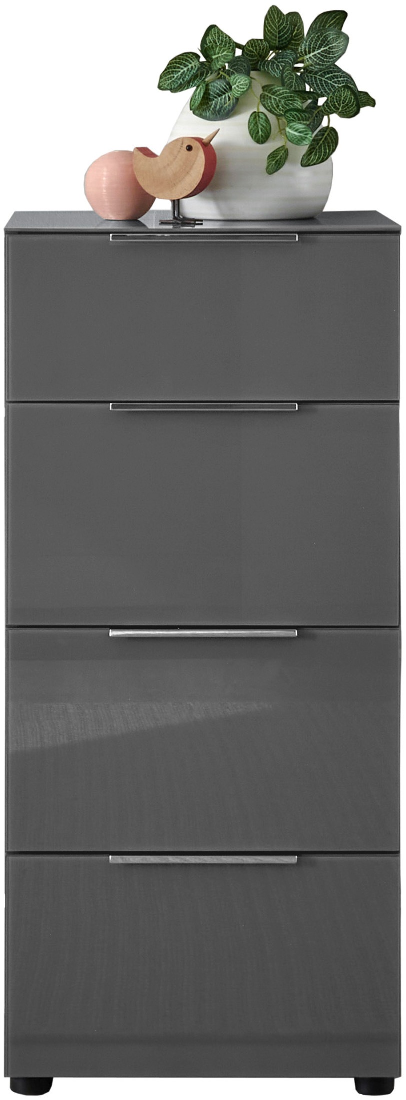 HBZ Kommode »Santorin Mehrzweckschrank mit Schubkästen, BxHxT 45x99x40 cm« 1 Stk. tlg. Mit 4 Schubkästen mit Softclose, Glasfront und Glasoberboden