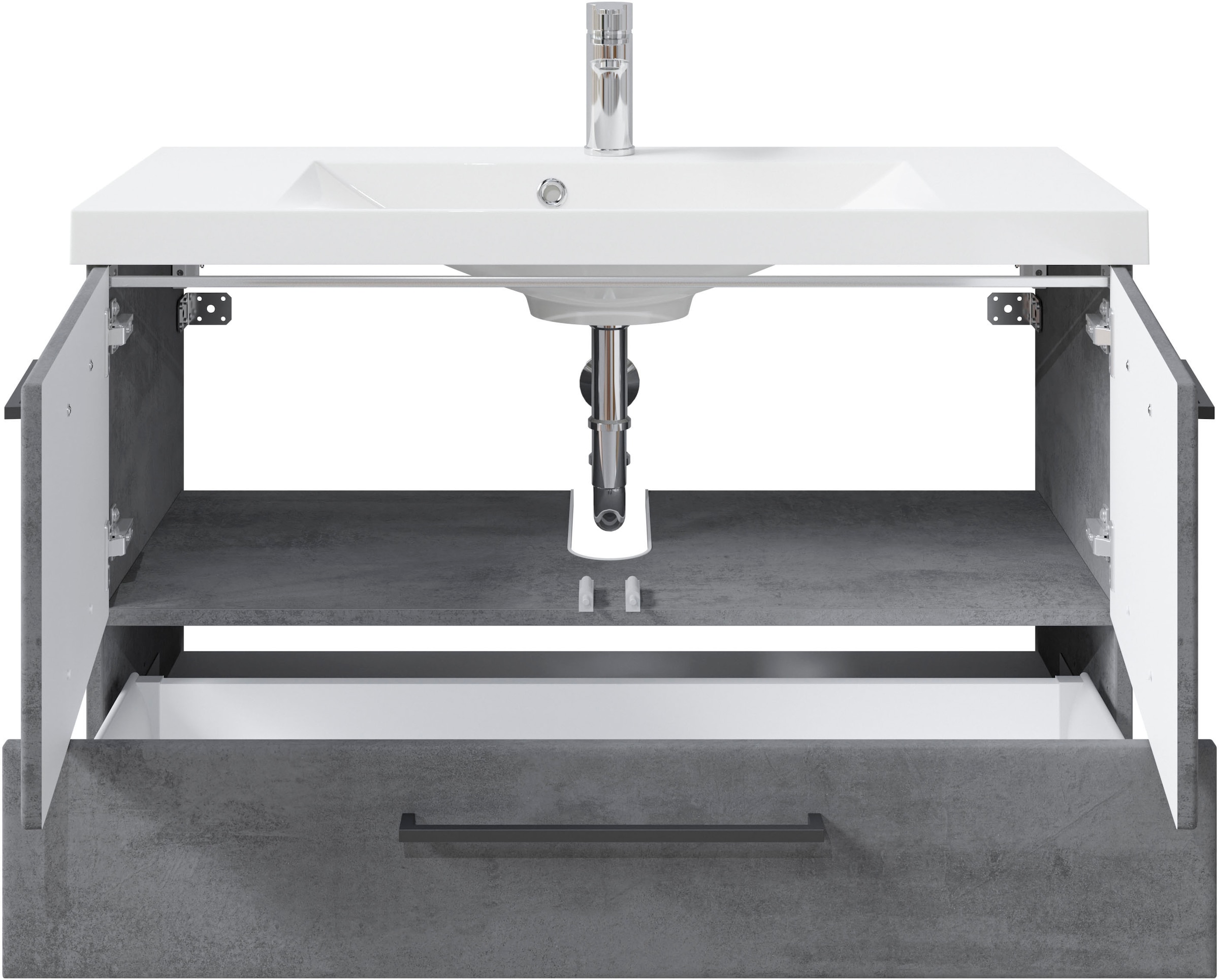 Saphir Badmöbel-Set »Quickset 945 Mineralmarmor-Waschtisch mit Unterschrank, 99 cm breit« 1 Stk. tlg.