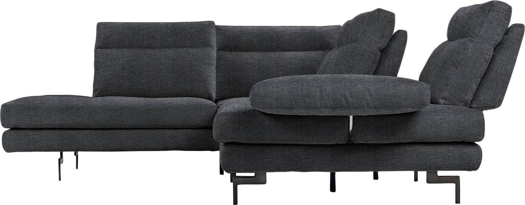CALIA ITALIA Ecksofa »Toby Wing, L-Form, Designsofa mit sensationellem Sitzkomfort« Sitztiefenverstellung, funktionale Ecke, Füße in schwarz matt