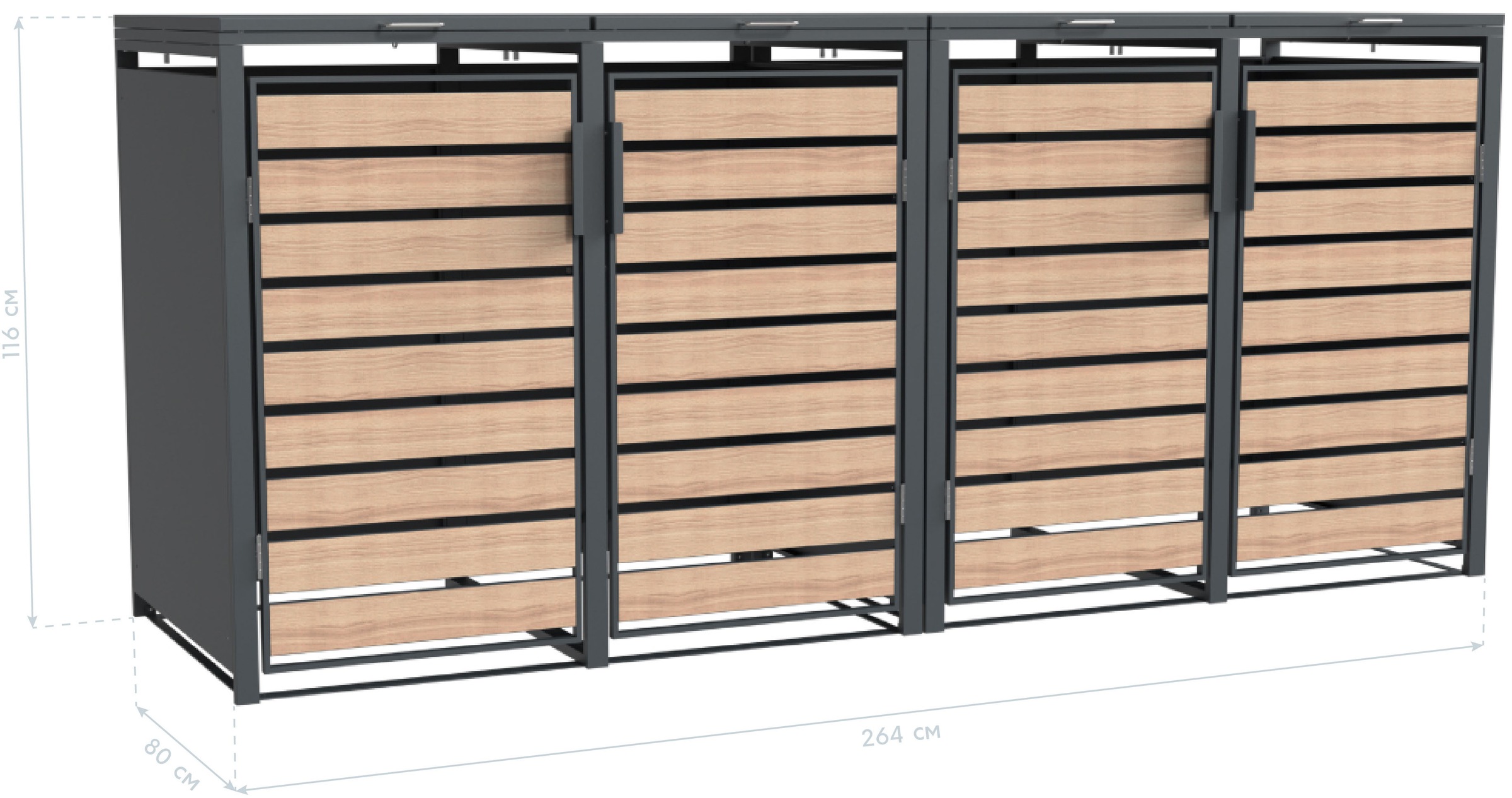 WESTMANN Mülltonnenbox »Lacina« Platz für 4 Mülltonnen je 240 L, BxHxT: 264x80x116 cm