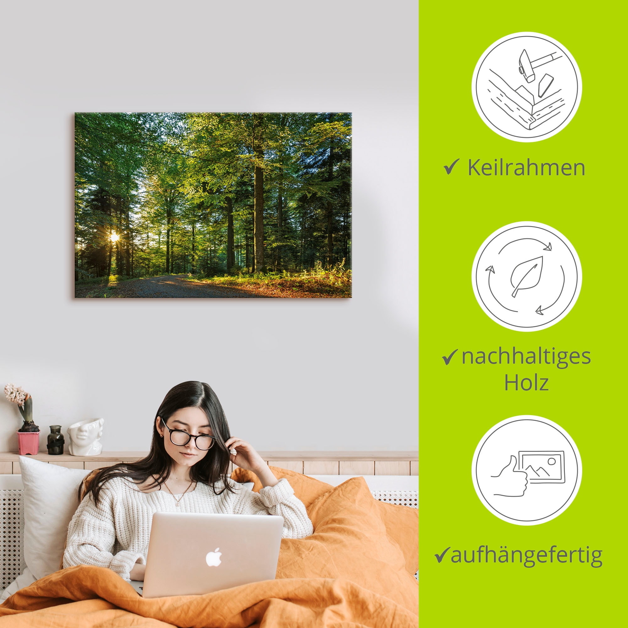 Artland Wandbild »Waldweg im Romantischen Schwarzwald« Waldbilder 1 Stk. tlg. als Alubild, Leinwandbild in verschied. Größen