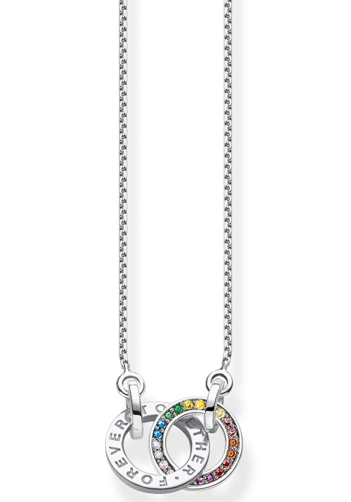 THOMAS SABO Kette mit Anhänger »Together mit zwei Ringen Silber geschwärzt, KE1488-318-7-L55V«, mit Glas-Keramik Stein, Korund, Spinell, Zirkonia (synth.)