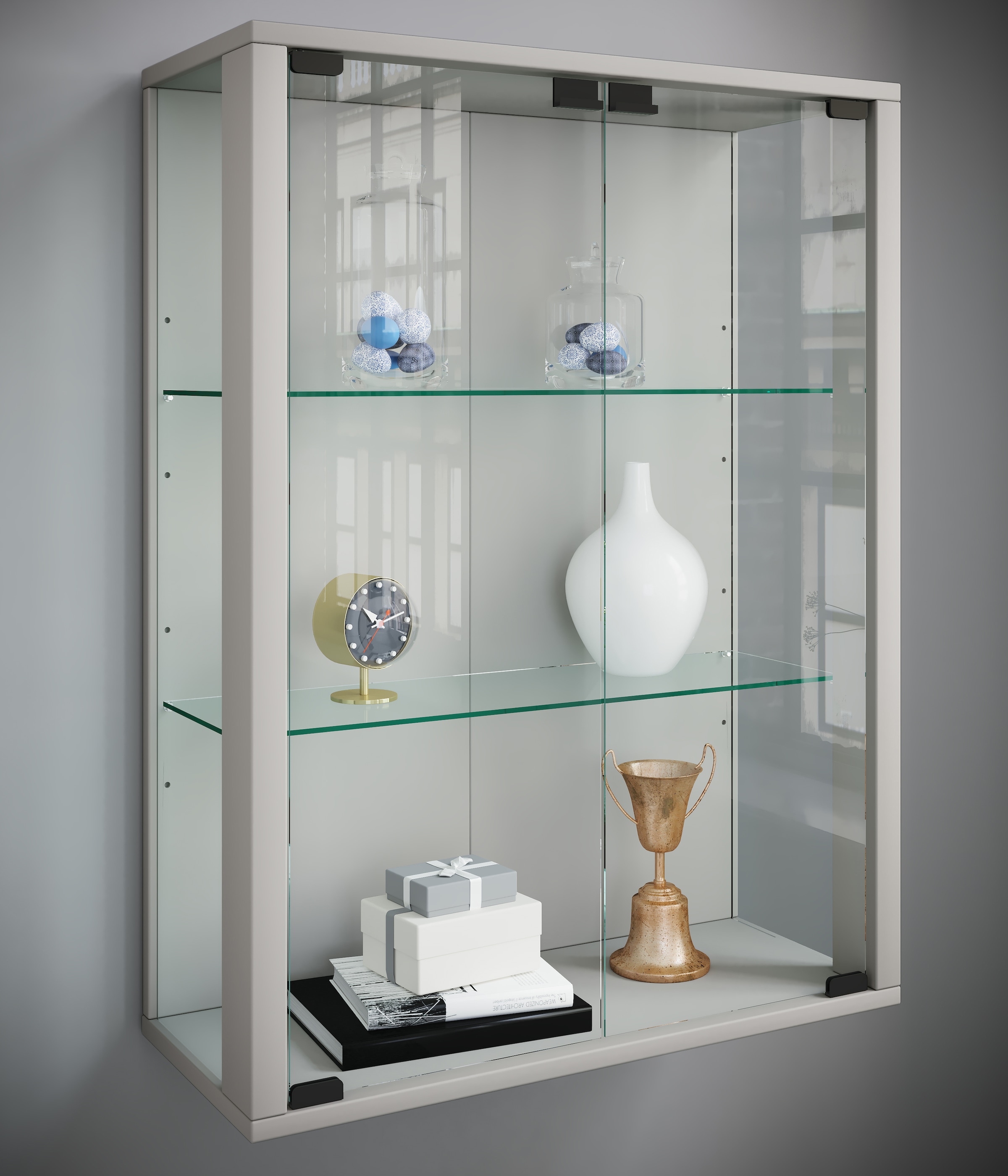 VCM Wandregal »Wandvitrine Hängevitrine Glasvitrine Glas Udina«
