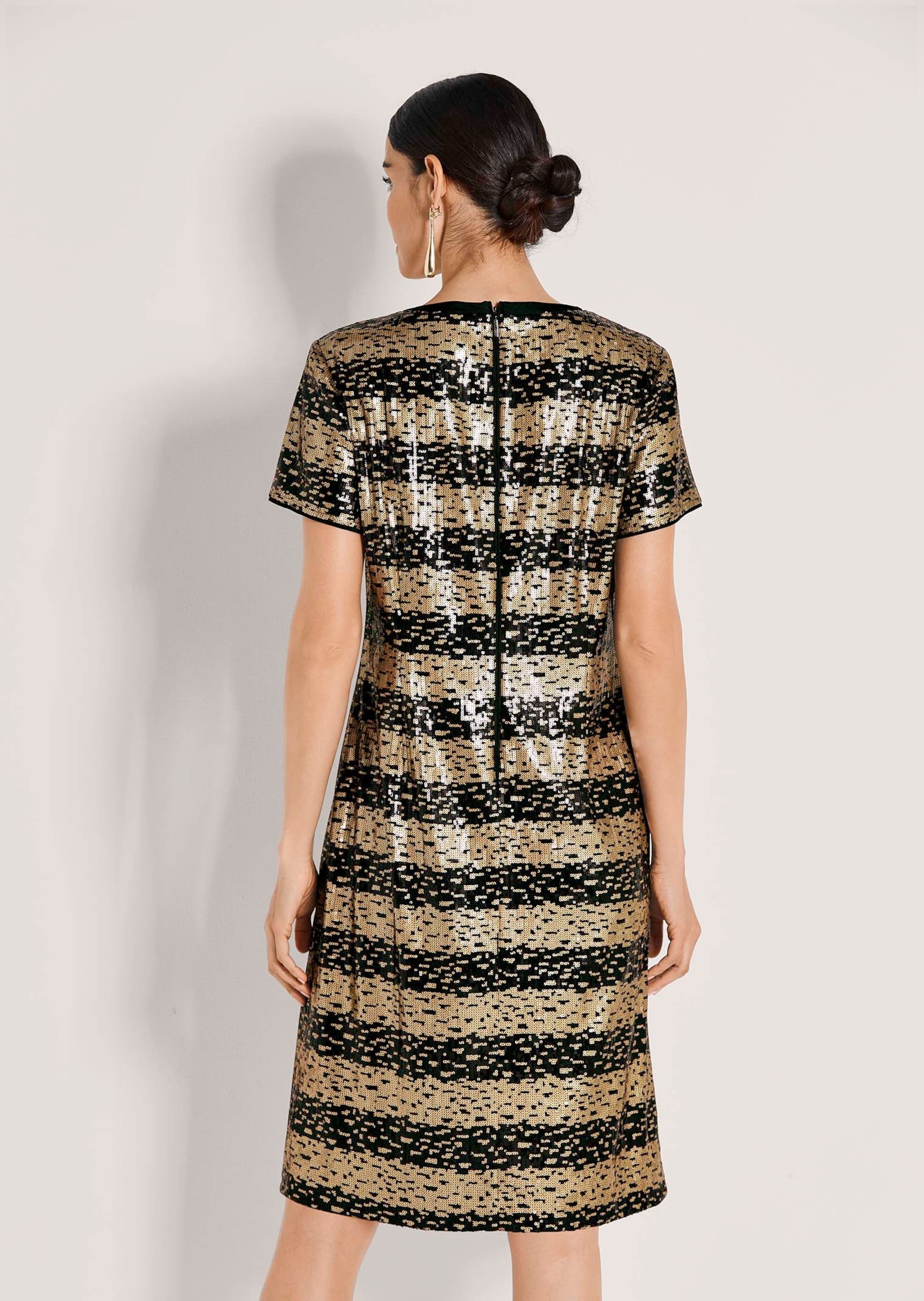 MADELEINE Cocktailkleid »Paillettenkleid Elegantes Shirtkleid im Streifen-Look«