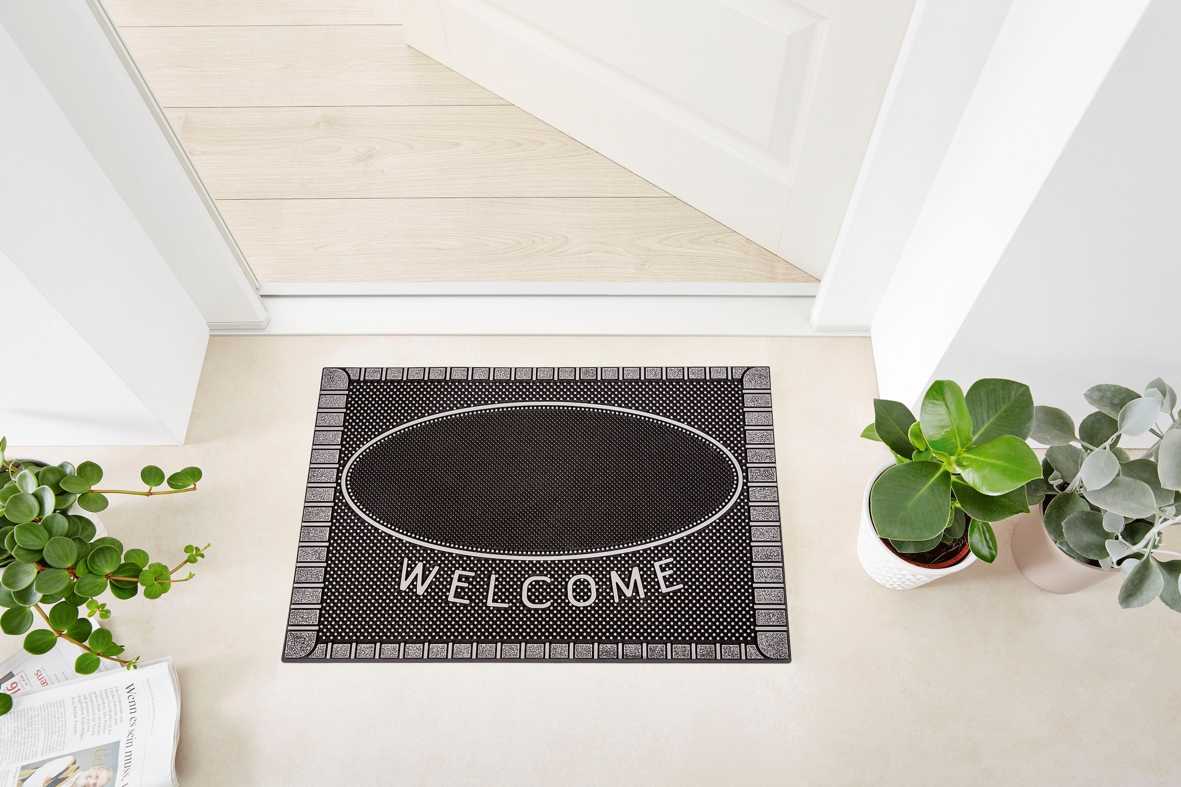 Home2Fashion Fußmatte »SC Clean Welcome«, rechteckig, 8 mm Höhe, Schmutzfangmatte, mit Spruch, robust, In- und Outdoor geeignet