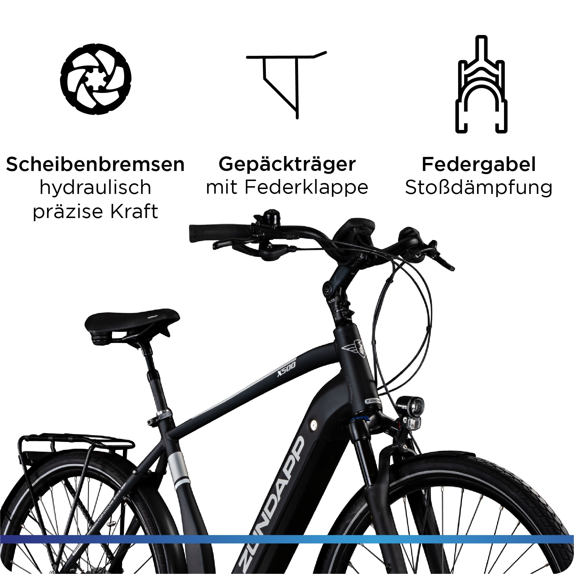 Zündapp E-Bike »X500«, 11 Gang, Shimano, Deore, Mittelmotor 250 W, Pedelec, Elektrofahrrad für Damen u. Herren