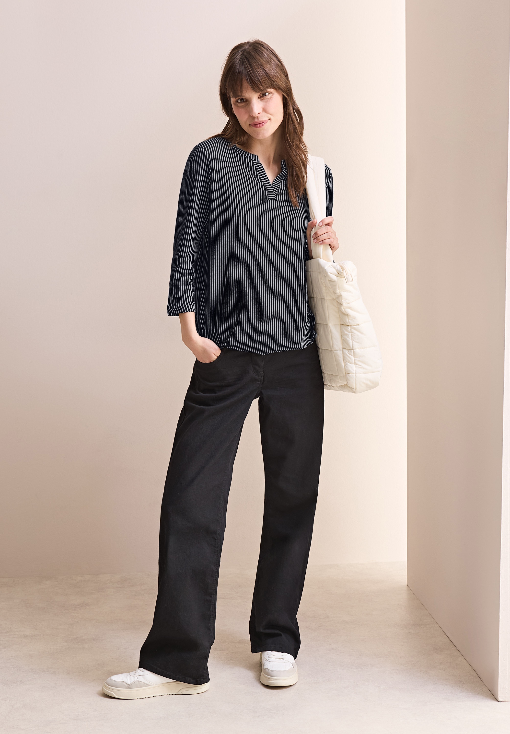 Cecil 3/4-Arm-Shirt, im Tunika-Look, mit geschlitztem Rundhals