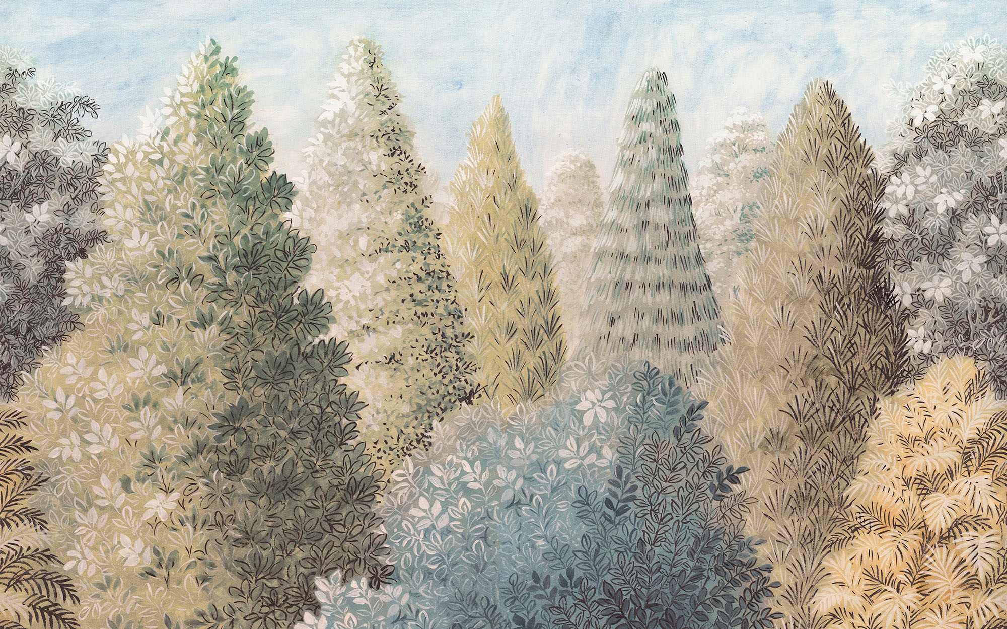 Komar Fototapete »Digitaldruck Vlies - Painted Woods - Größe 400 x 250 cm«, bedruckt, Wohnzimmer, Schlafzimmer