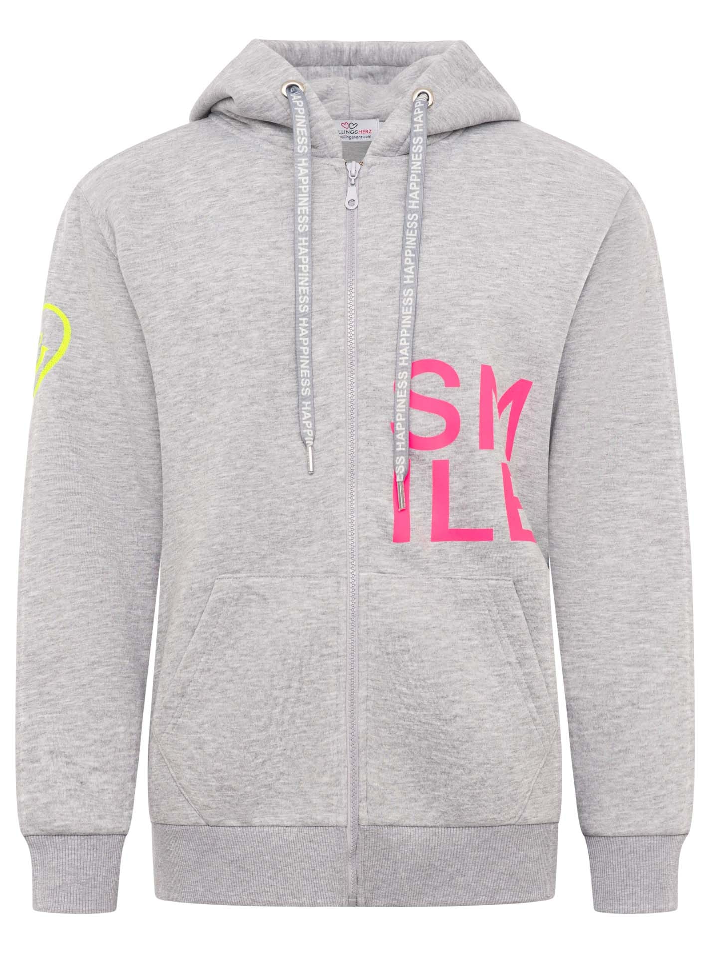 Zwillingsherz Kapuzensweatjacke »"Alissa"« mit SMILE, gesticktem Herz am Arm und Reißverschluss