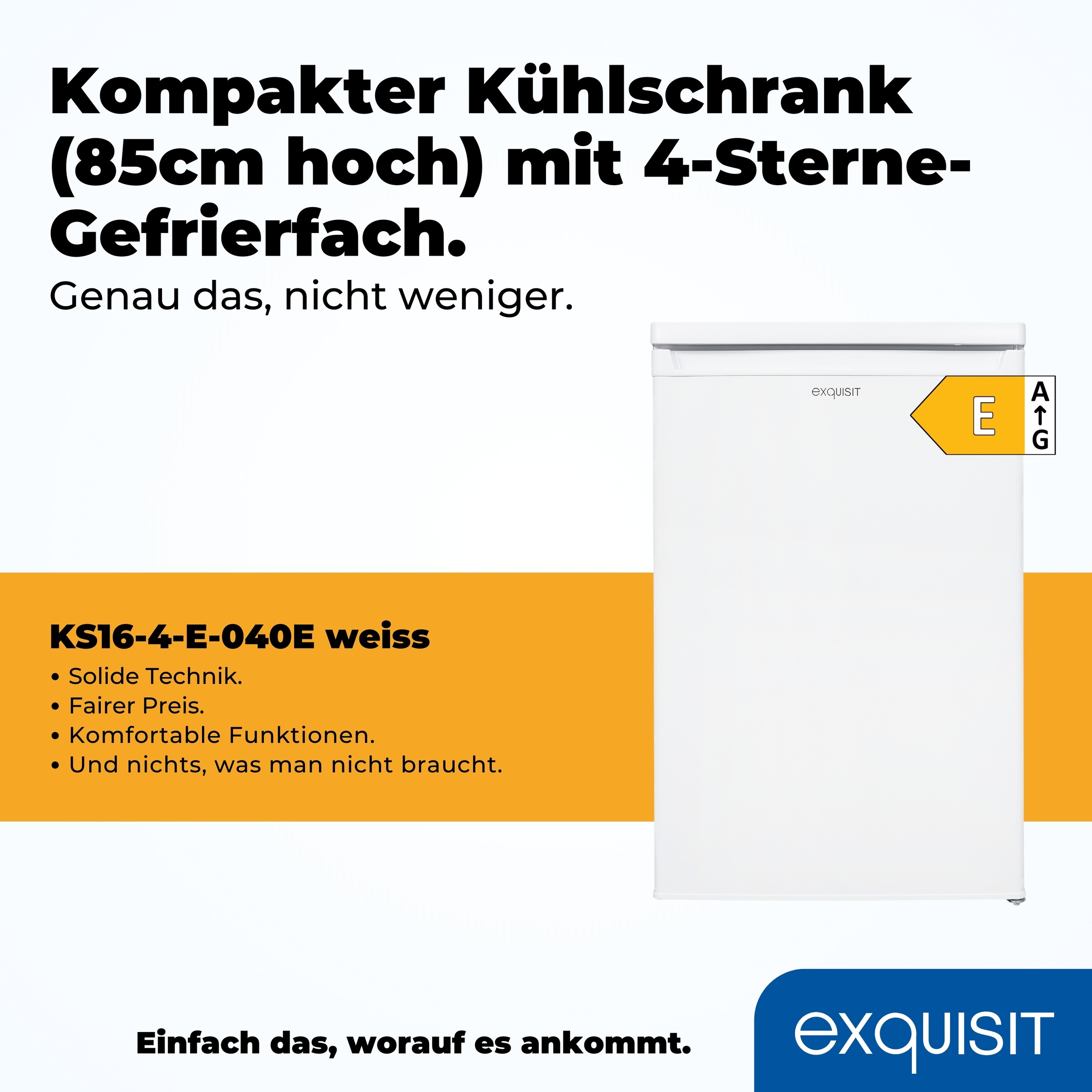 exquisit Kühlschrank »KS16-4-E-040E weiss«, 109 L Volumen, 4 Sterne Gefrieren