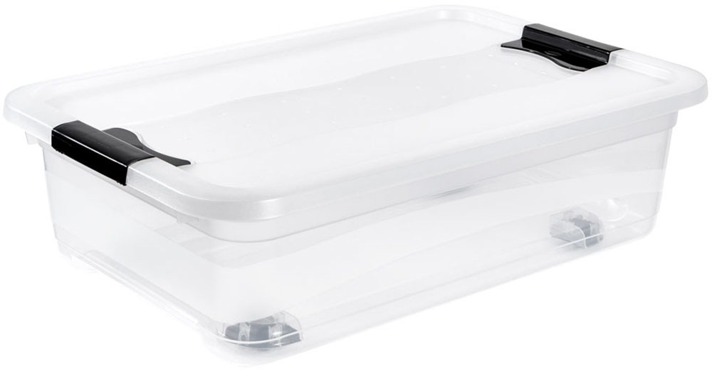 keeeper Aufbewahrungsbox »Konrad, Box mit Rollen, 4er Set, 28 L, 59,5 x 39,5 x 18 cm« durch Clips verschließbar, Griffe und Rollen am Boden