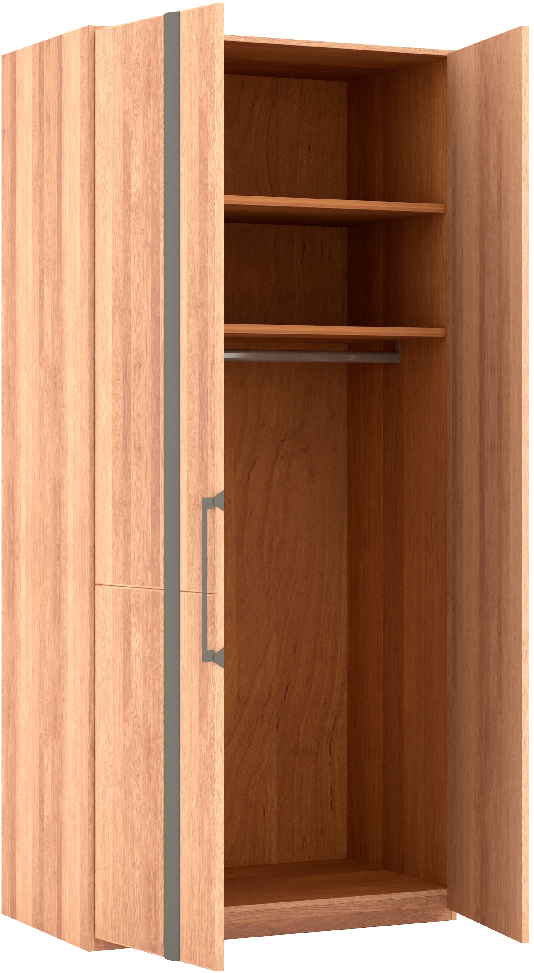 Musterring Drehtürenschrank »Sorrent, Kleiderschrank, teilmassiv Eiche« mit Türdämpfern, in 5 Breiten & 2 Höhen, extra Böden, MADE IN GERMANY,  Türen in Eiche massiv mit Absetzung in Schiefer, verschiedene Maße