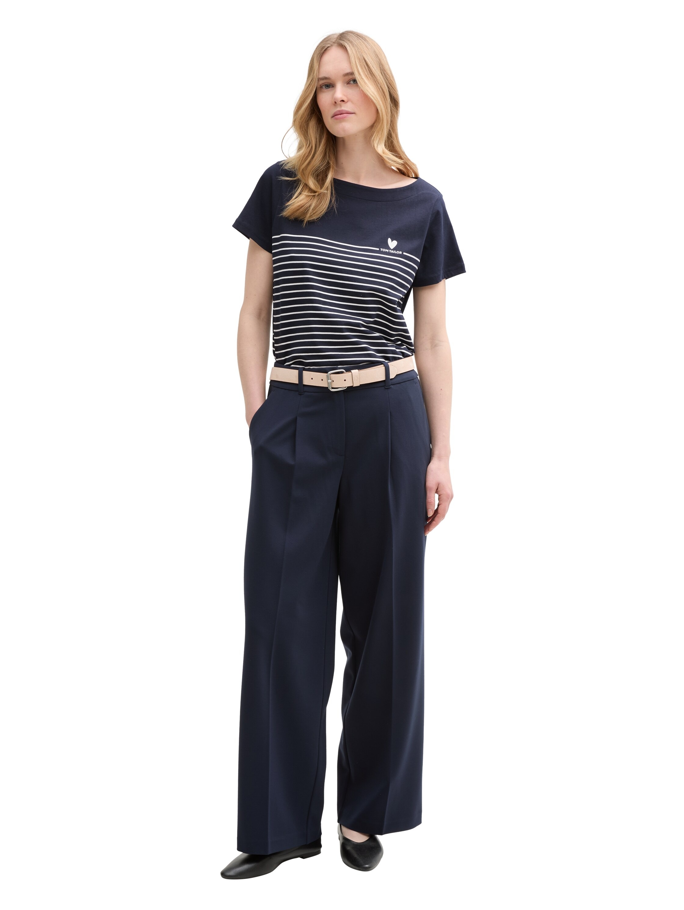 TOM TAILOR T-Shirt, mit Print und Streifen Muster