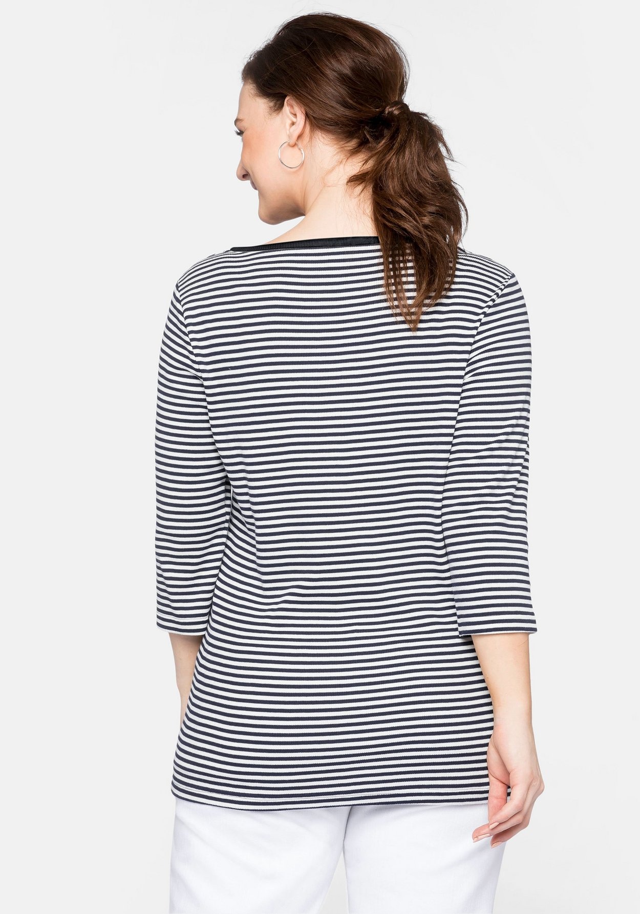 Sheego 3/4-Arm-Shirt »Rippshirt aus Rippware mit garngefärbten Ringeln«, aus Rippware mit garngefärbten Ringeln