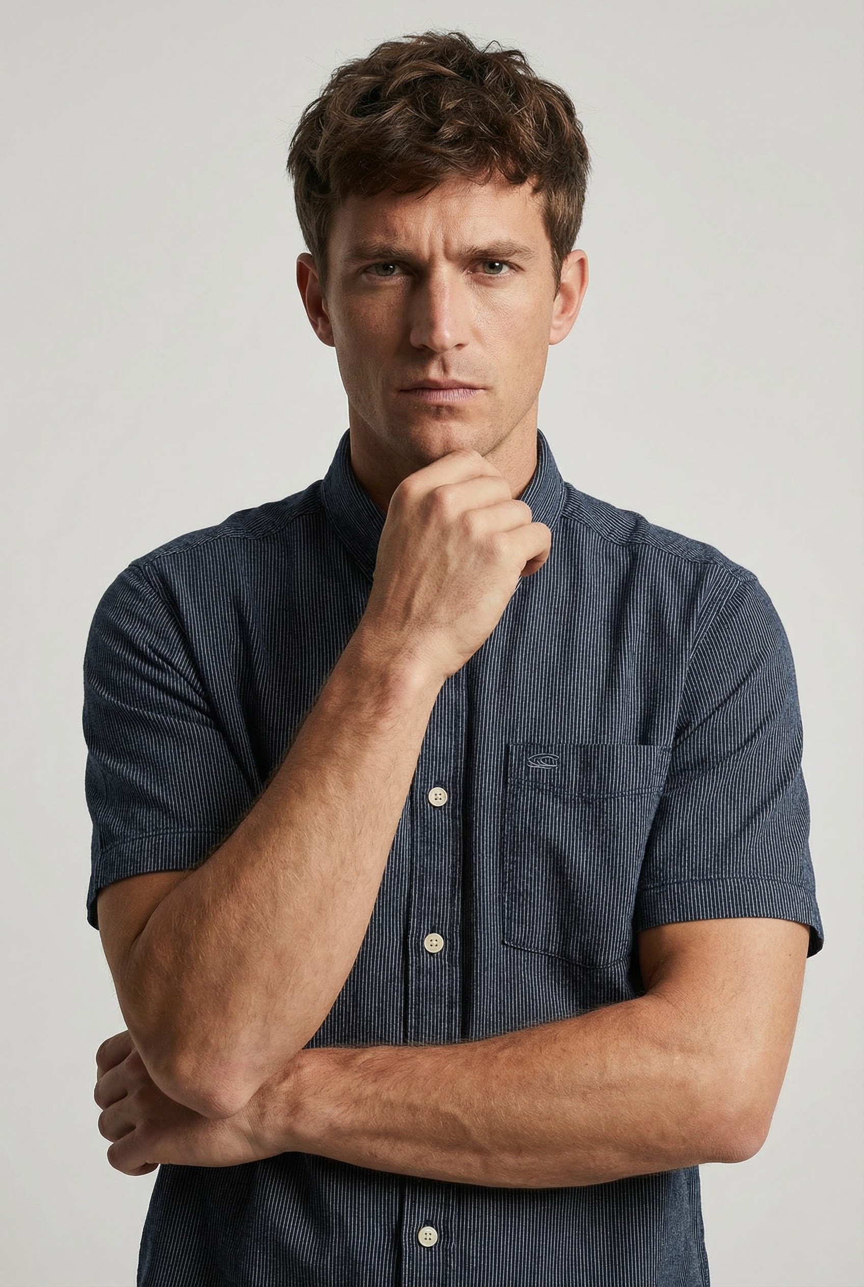 camel active Kurzarmhemd mit Button-Down-Kragen