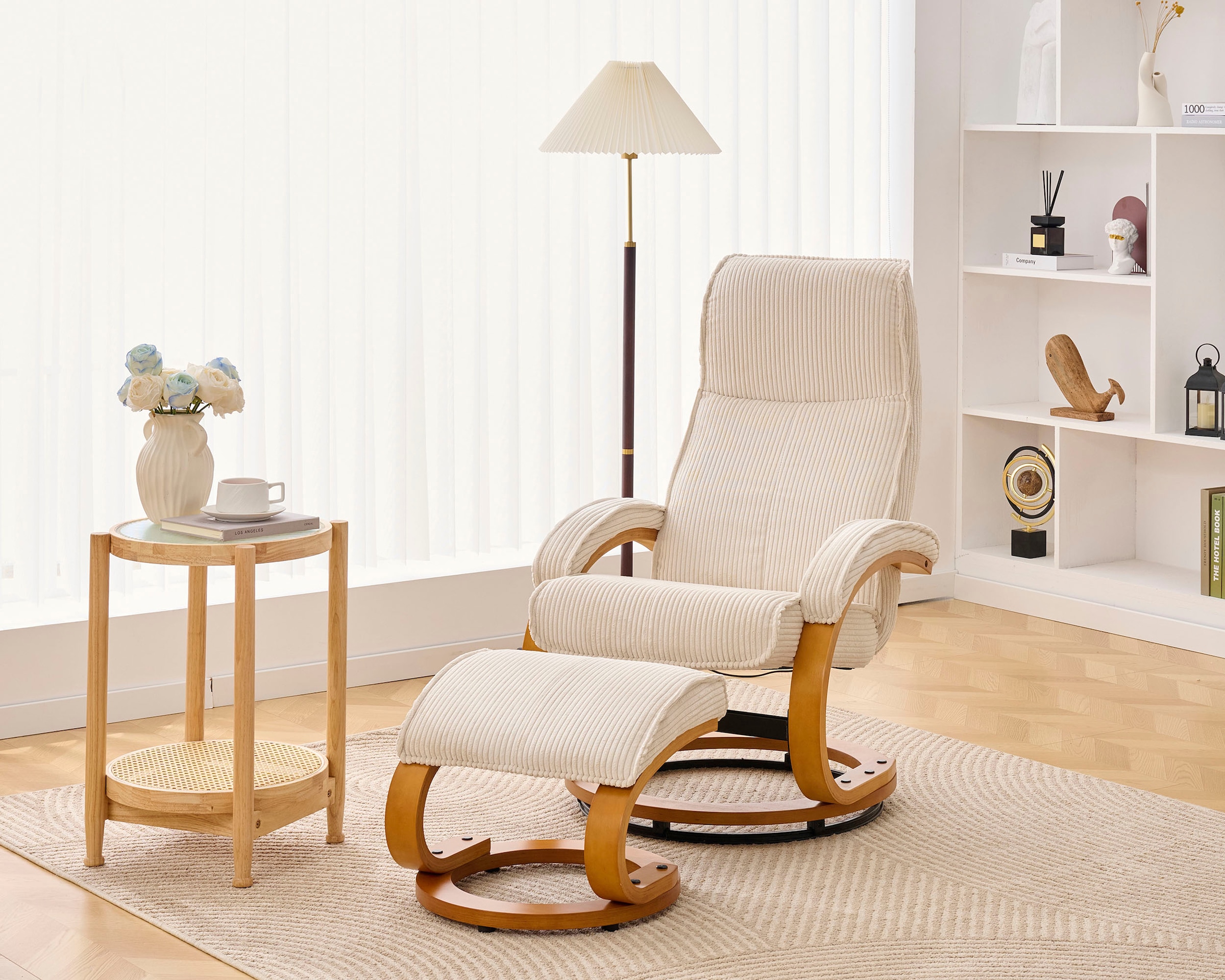 OTTO home Relaxsessel »mit Hocker PARIS neu: Cord - OTTO. Verlässliche Qualität.« Set, bestehend aus Sessel und Hocker, 2 Stk. tlg. manuelle Relaxfunktion mit Drehfunktion, neu: Cord-Bezug